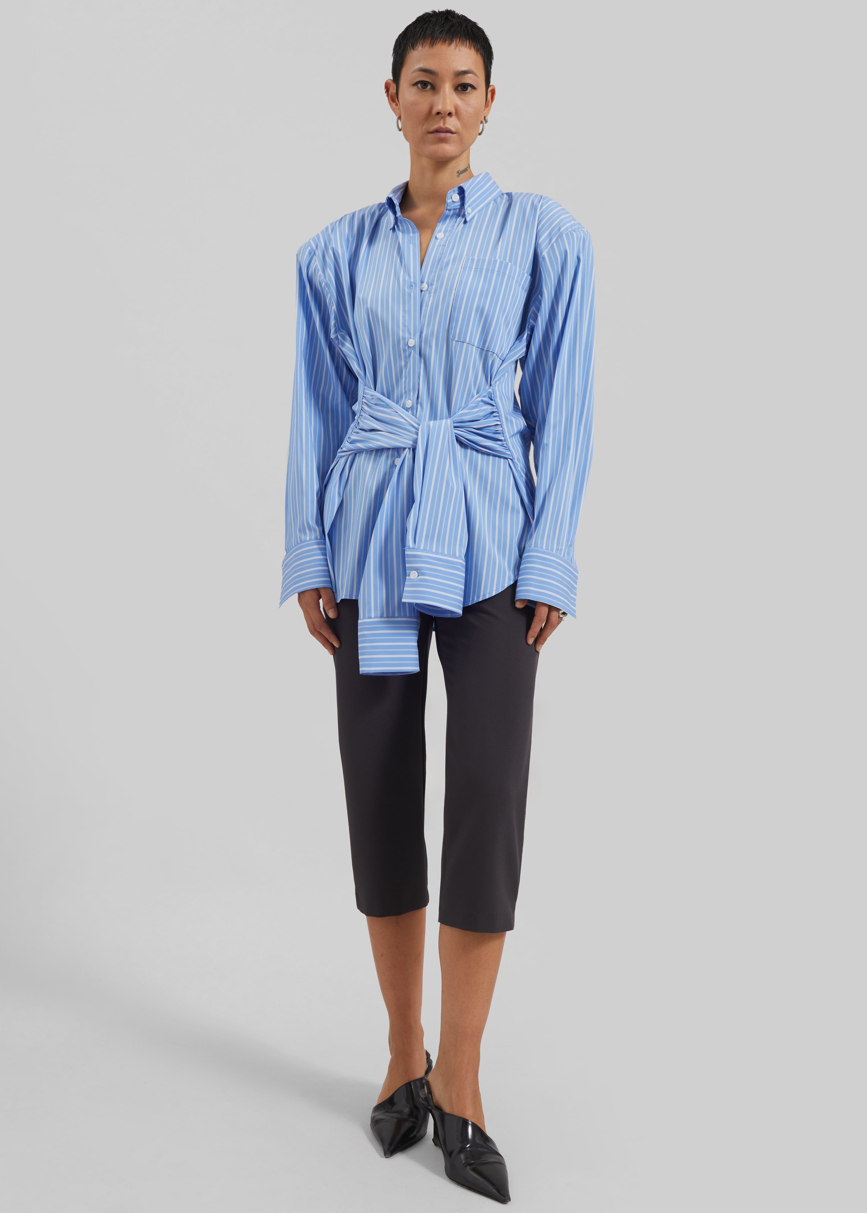 Heaton Double-Sleeve Padded Shirt - Blue/White Stripe - 6