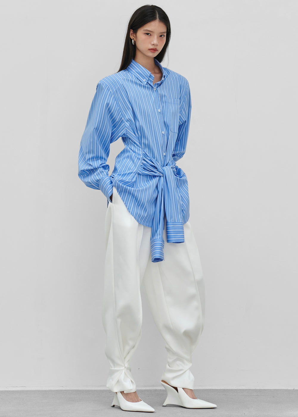 Heaton Double-Sleeve Padded Shirt - Blue/White Stripe