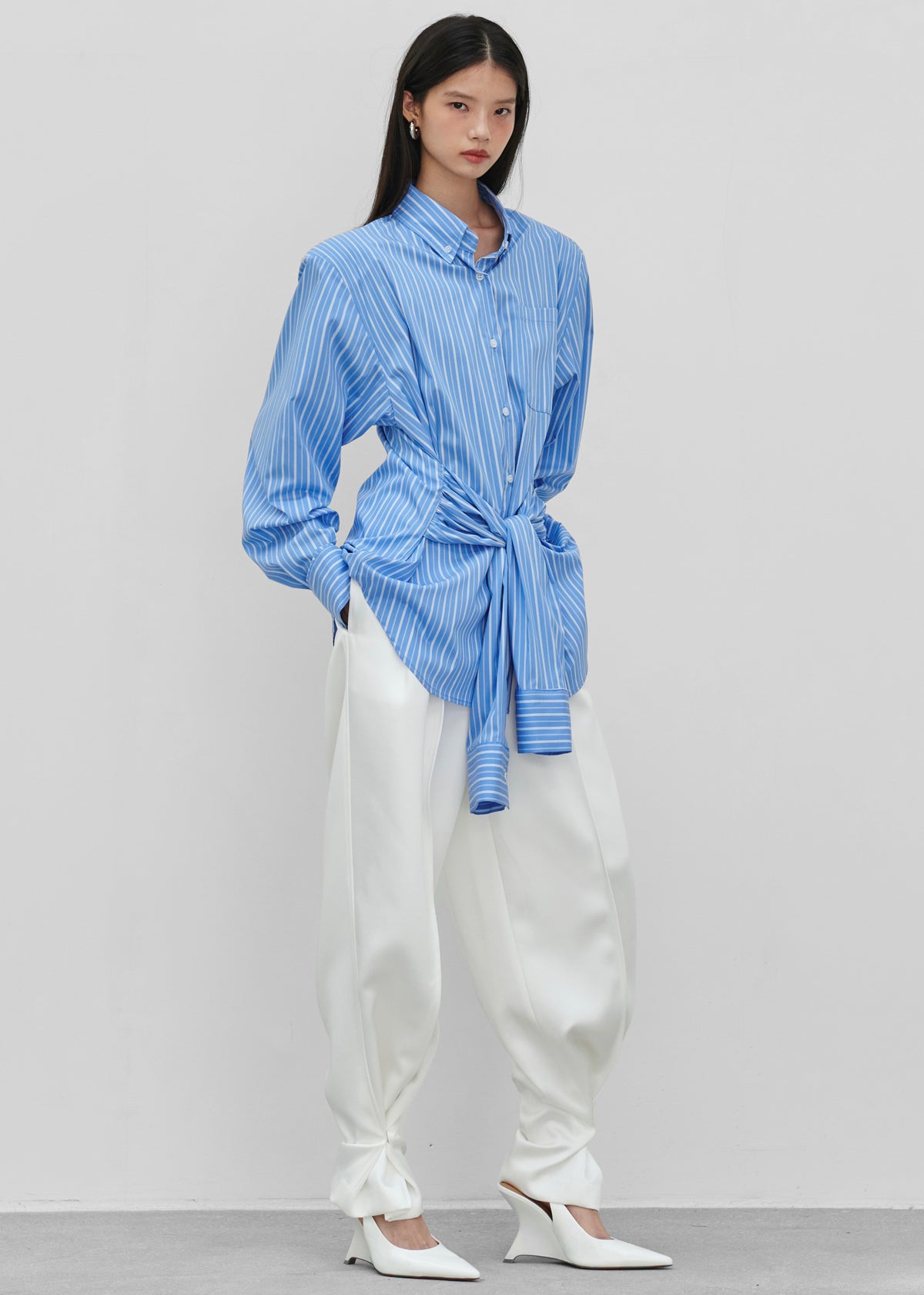 Heaton Double-Sleeve Padded Shirt - Blue/White Stripe - 1