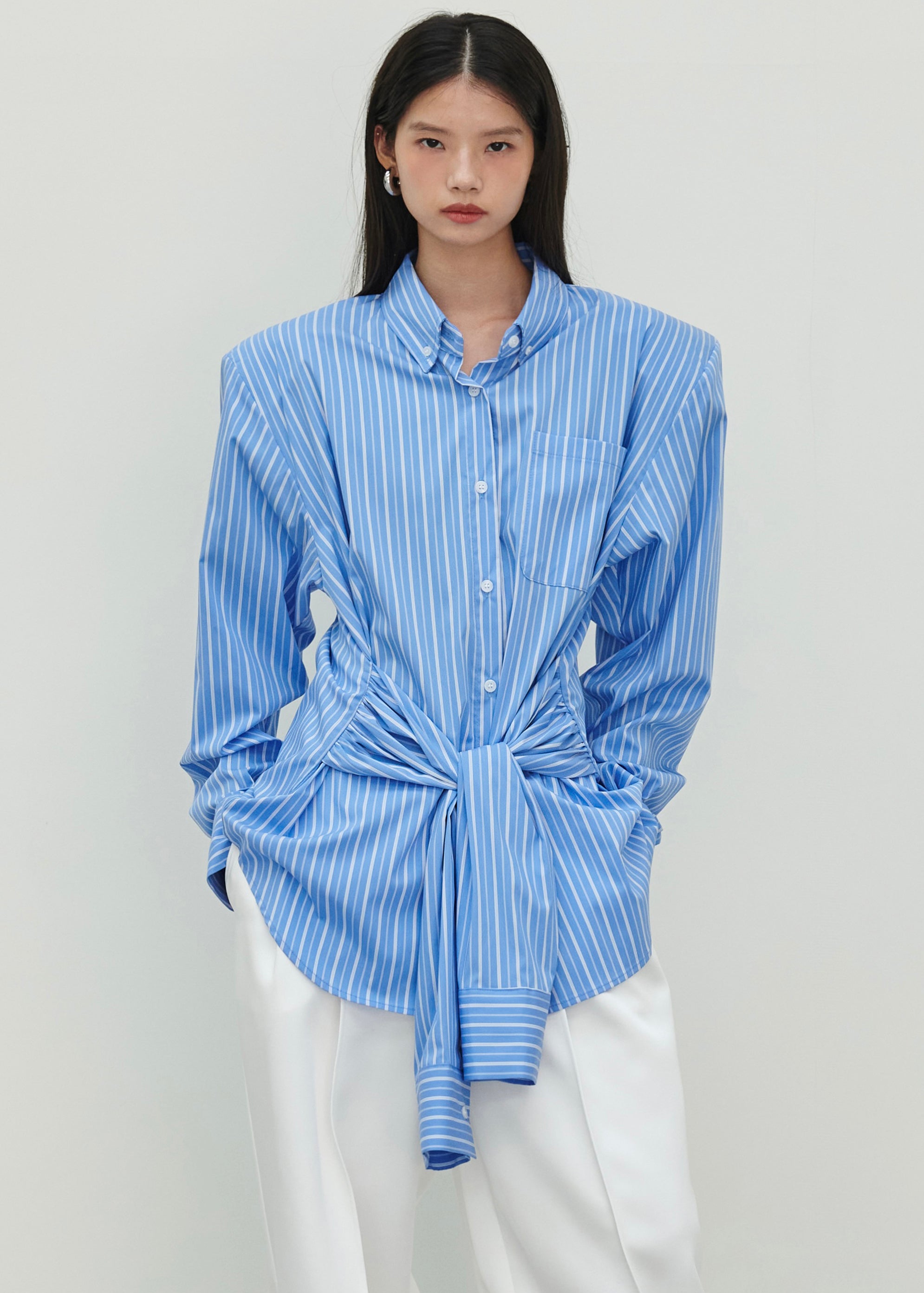 Heaton Double-Sleeve Padded Shirt - Blue/White Stripe - 3