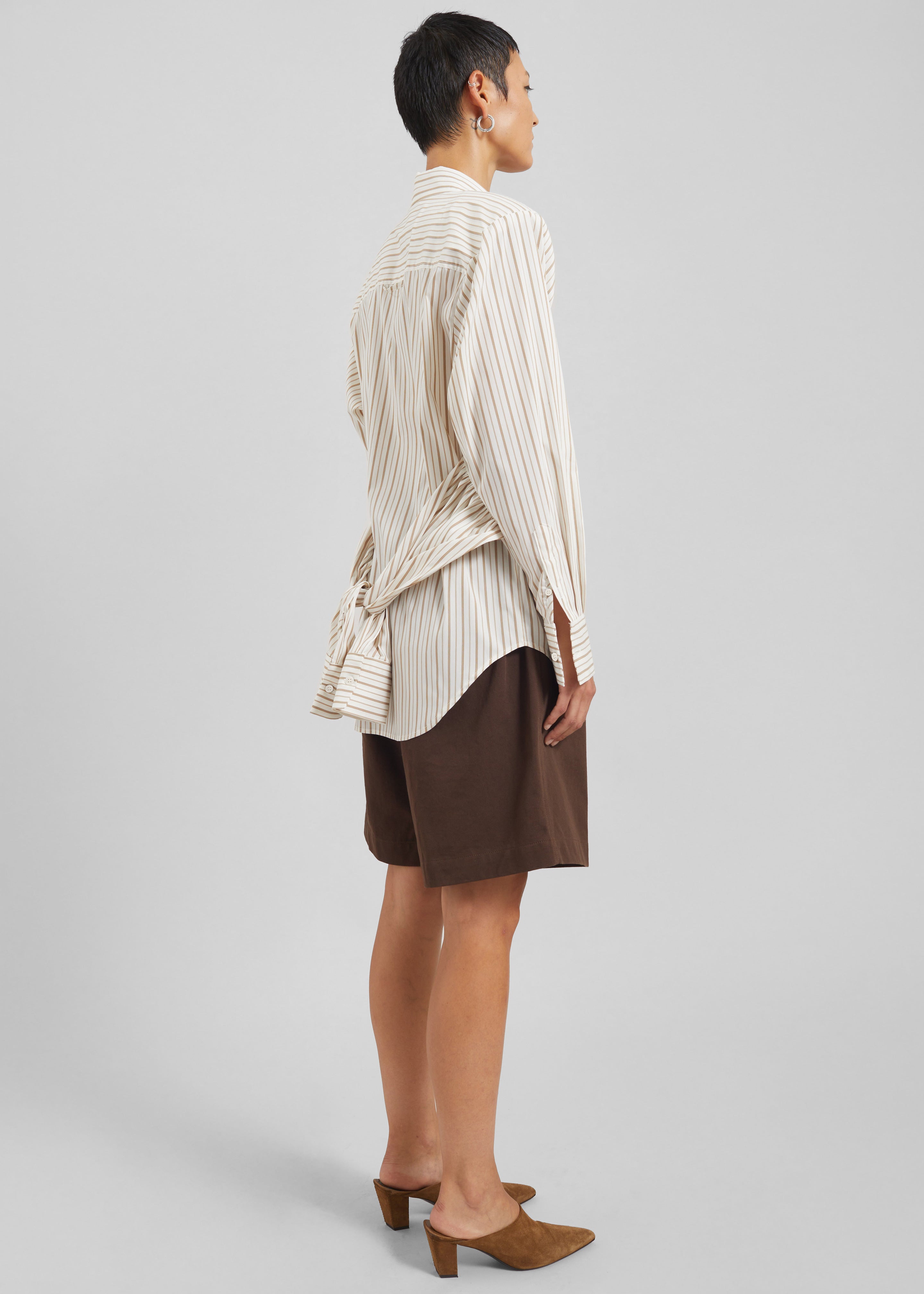 Heaton Double-Sleeve Padded Shirt - White/Brown Stripe - 10