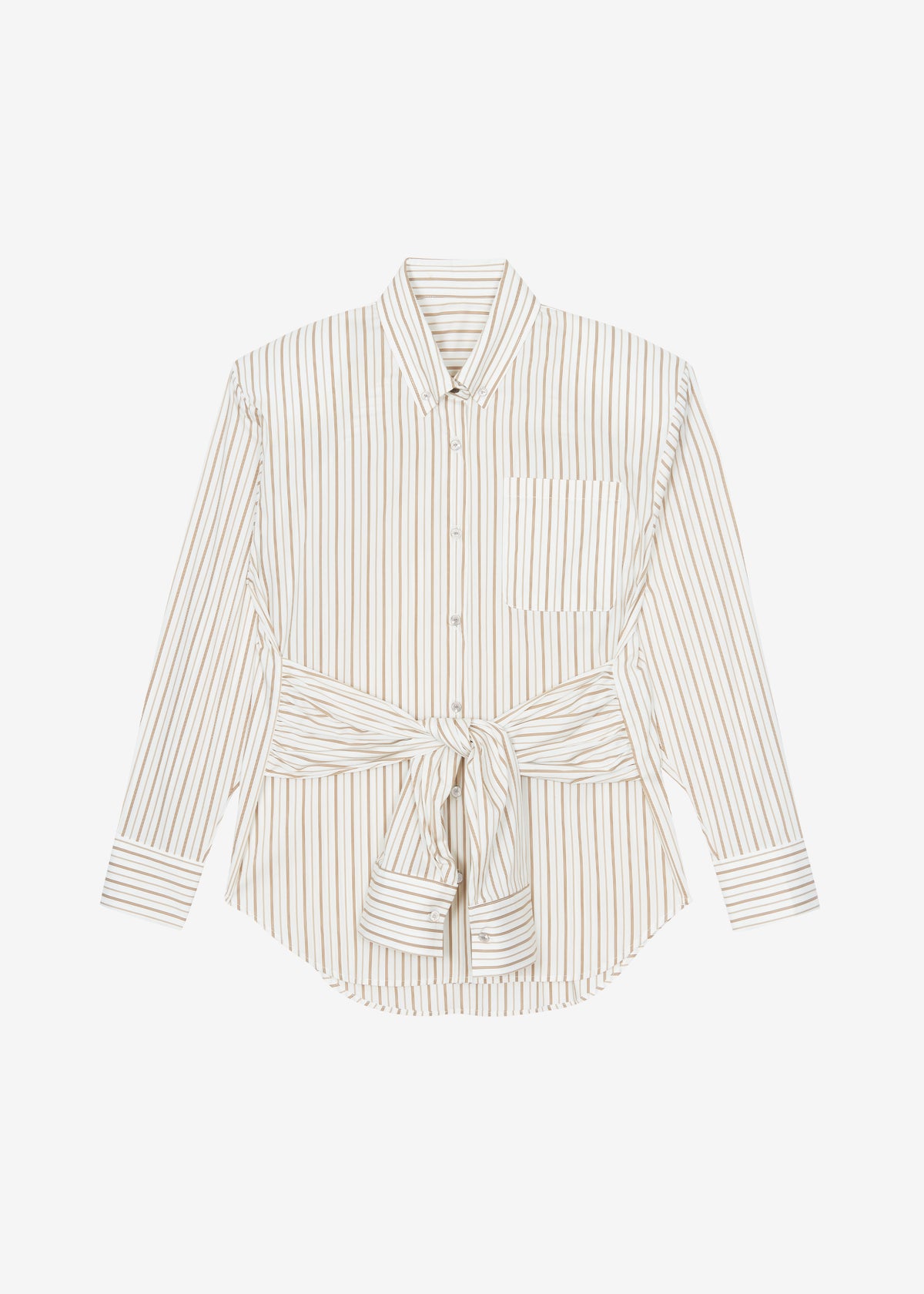 Heaton Double-Sleeve Padded Shirt - White/Brown Stripe - 11