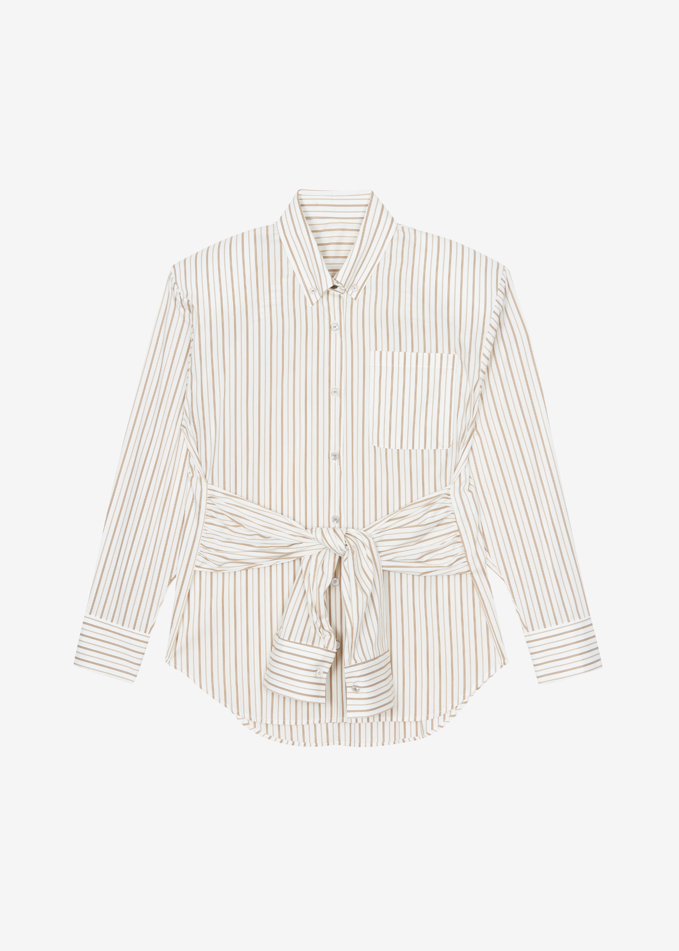 Heaton Double-Sleeve Padded Shirt - White/Brown Stripe - 11