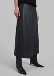 Hedi Leather Midi Wrap Skirt - Black