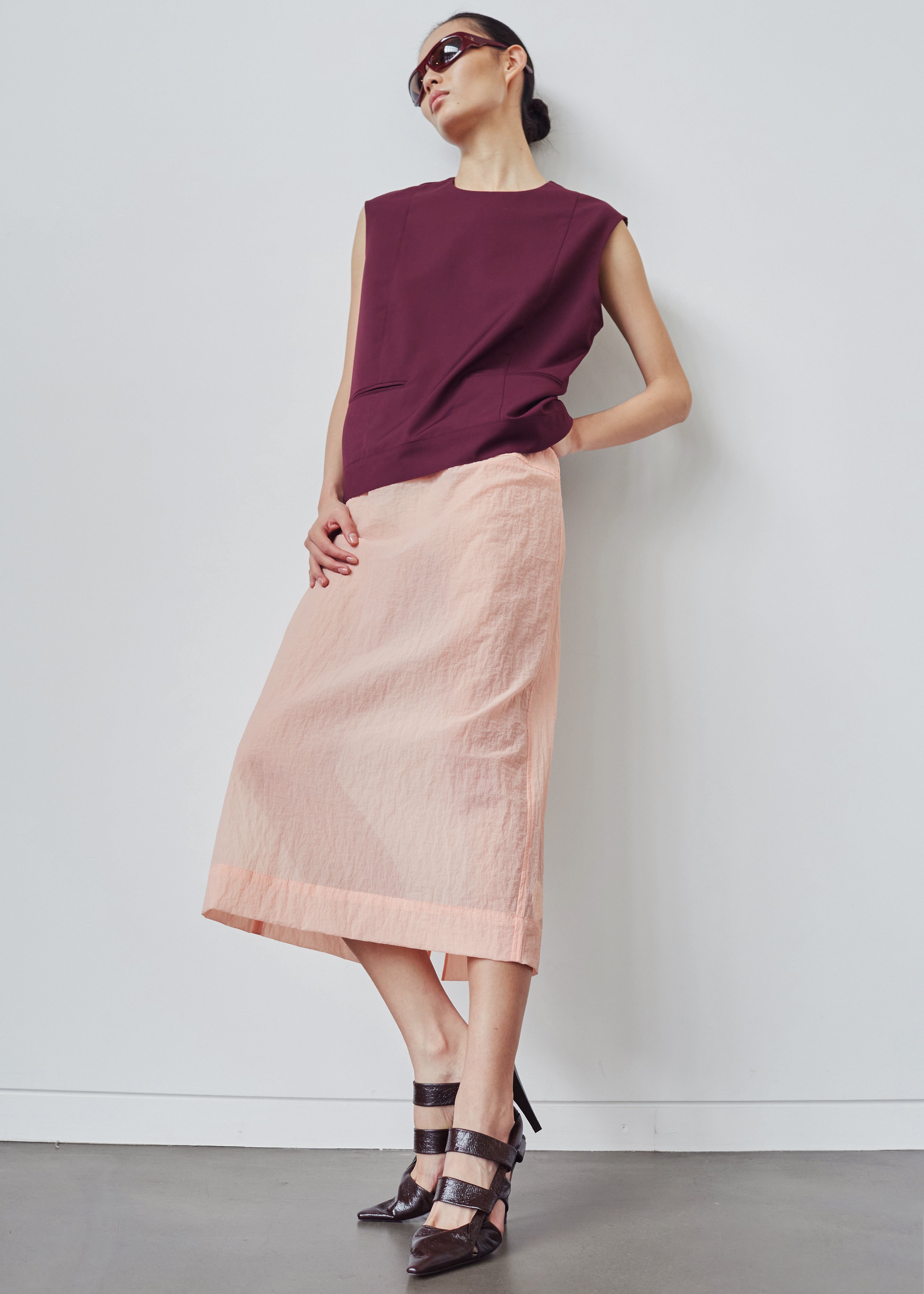 Heidi Semi Sheer Midi Skirt - Pink - 6