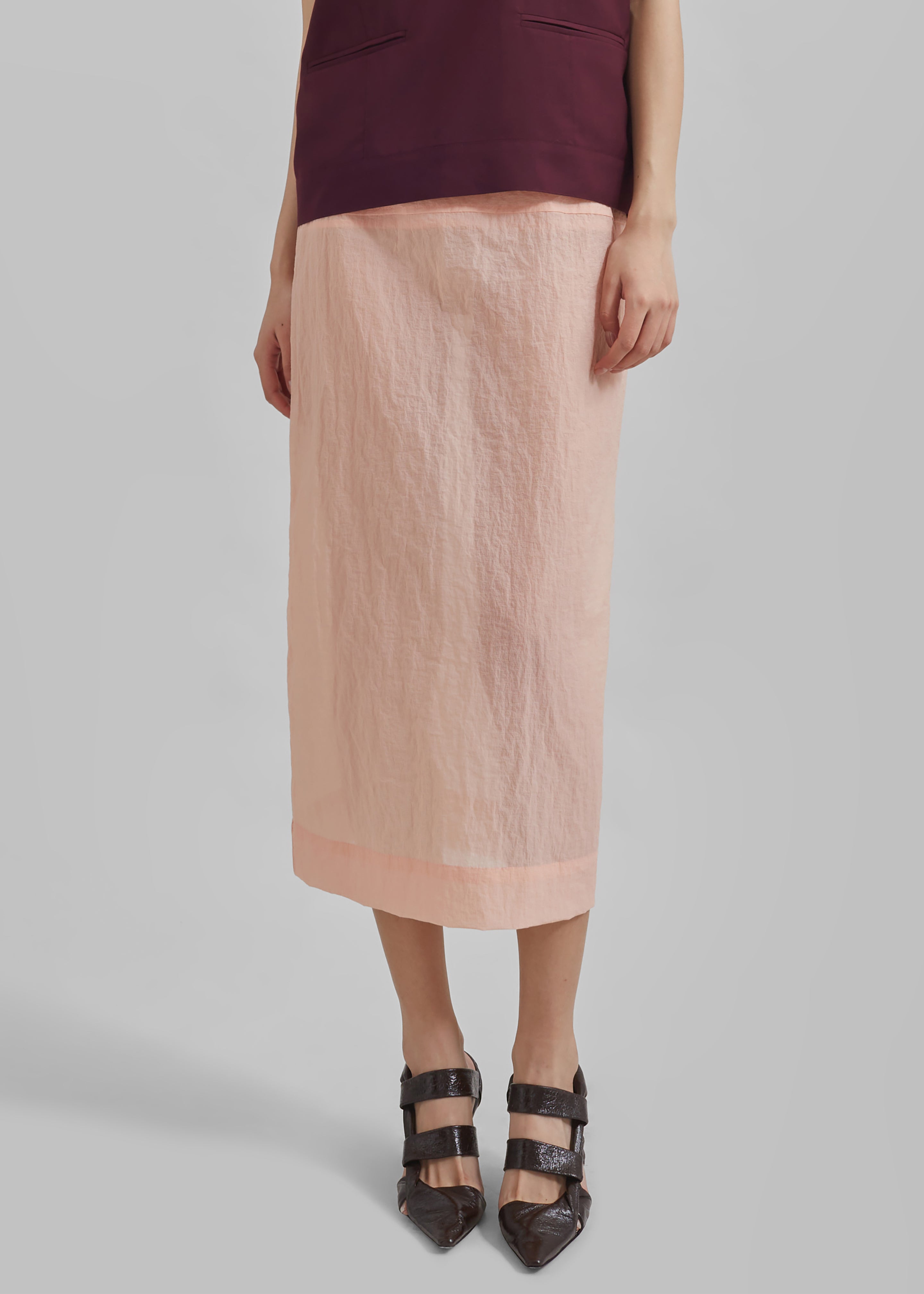 Heidi Semi Sheer Midi Skirt - Pink - 2