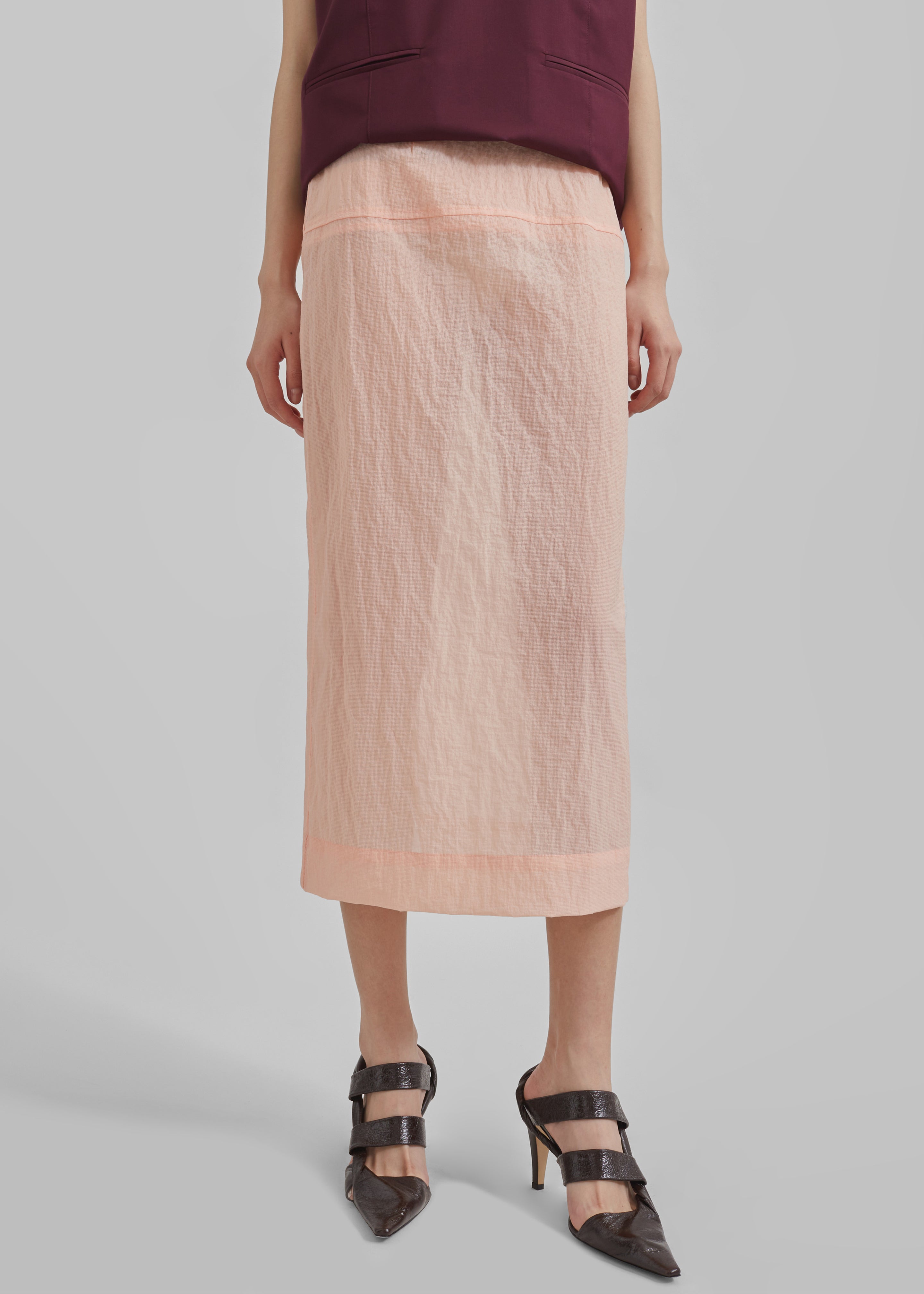 Heidi Semi Sheer Midi Skirt - Pink - 5