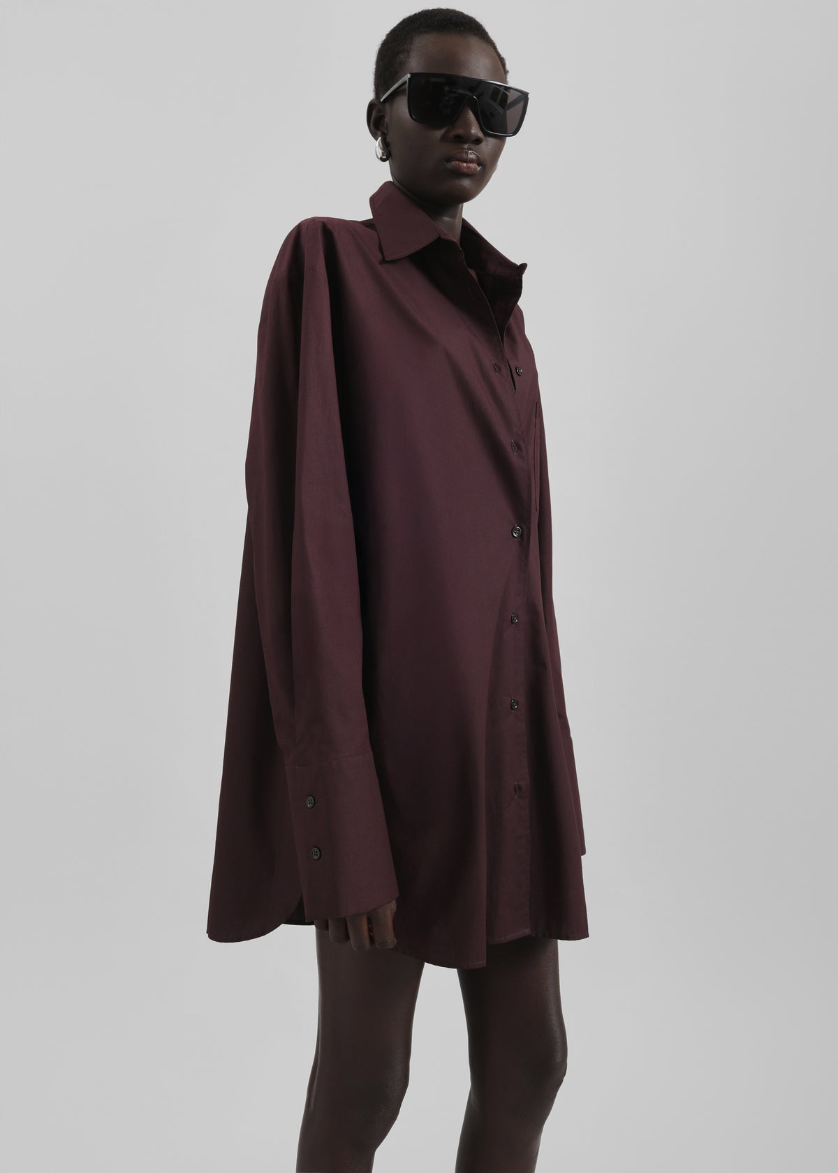 Helen Organic Cotton Long Shirt - Dark Plum - 1