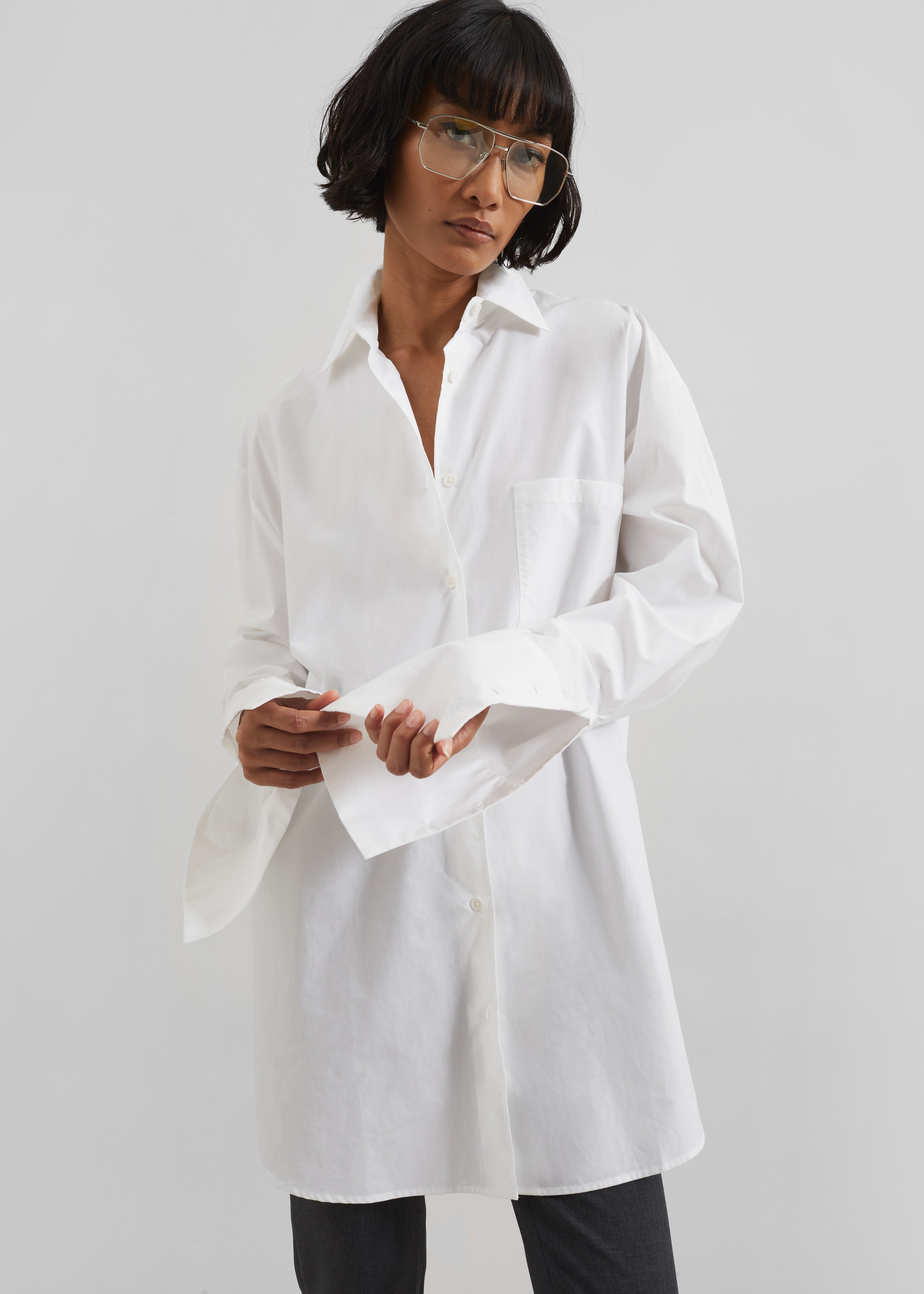 Helen Organic Cotton Long Shirt - White - 3