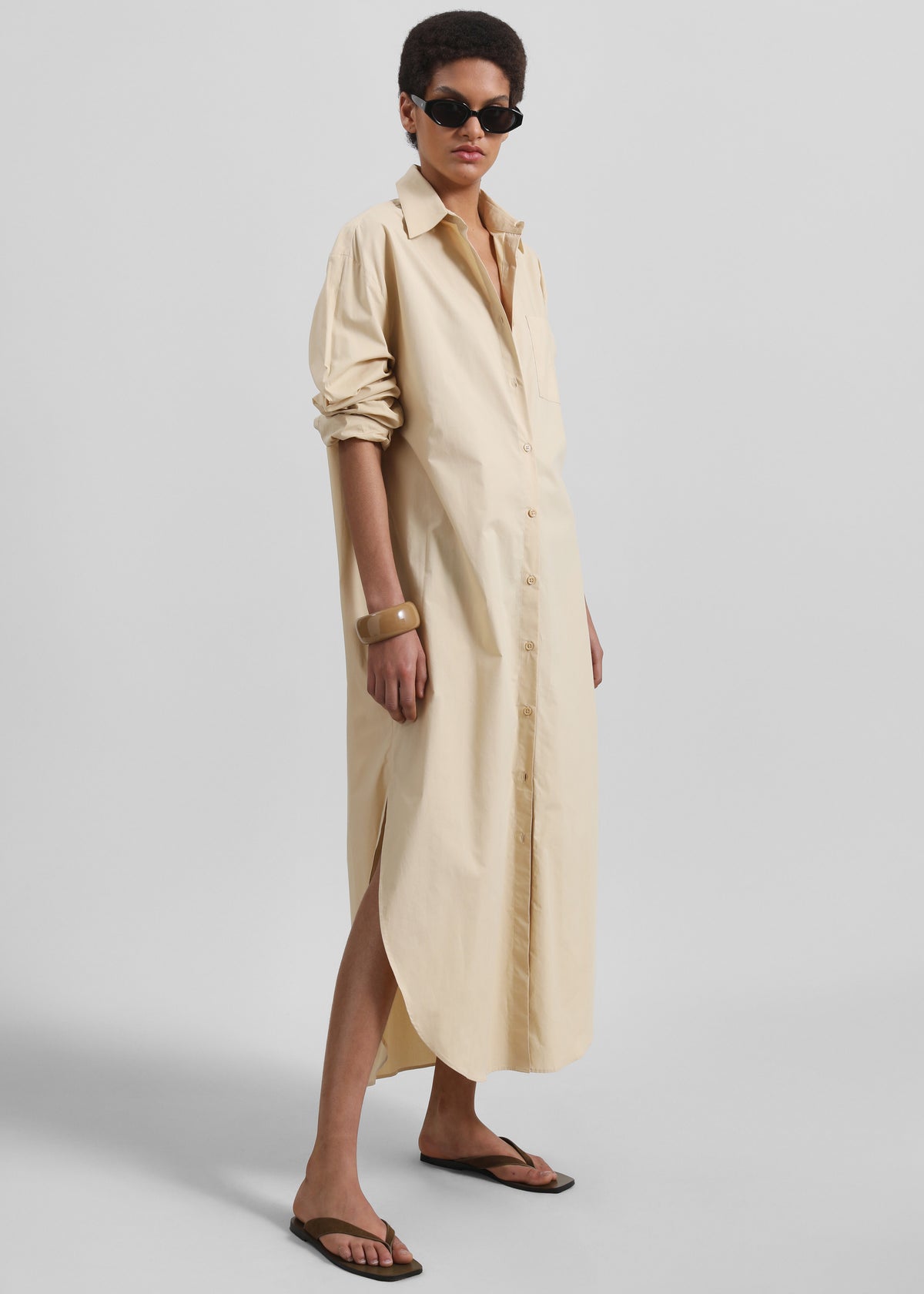 beige shirt dress Helena Shirt Dress