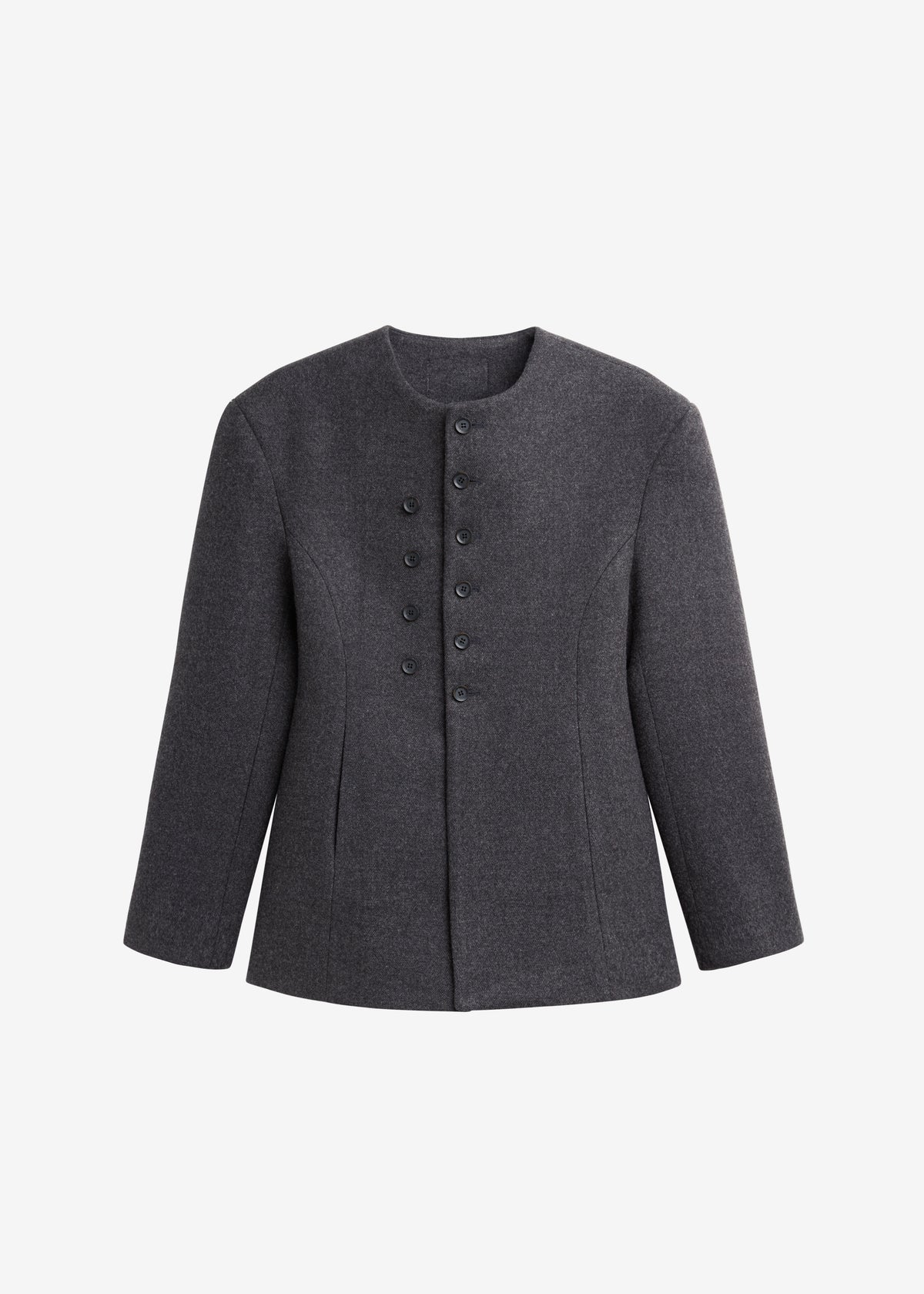 Helga Collarless Tailored Blazer - Dark Grey - 11