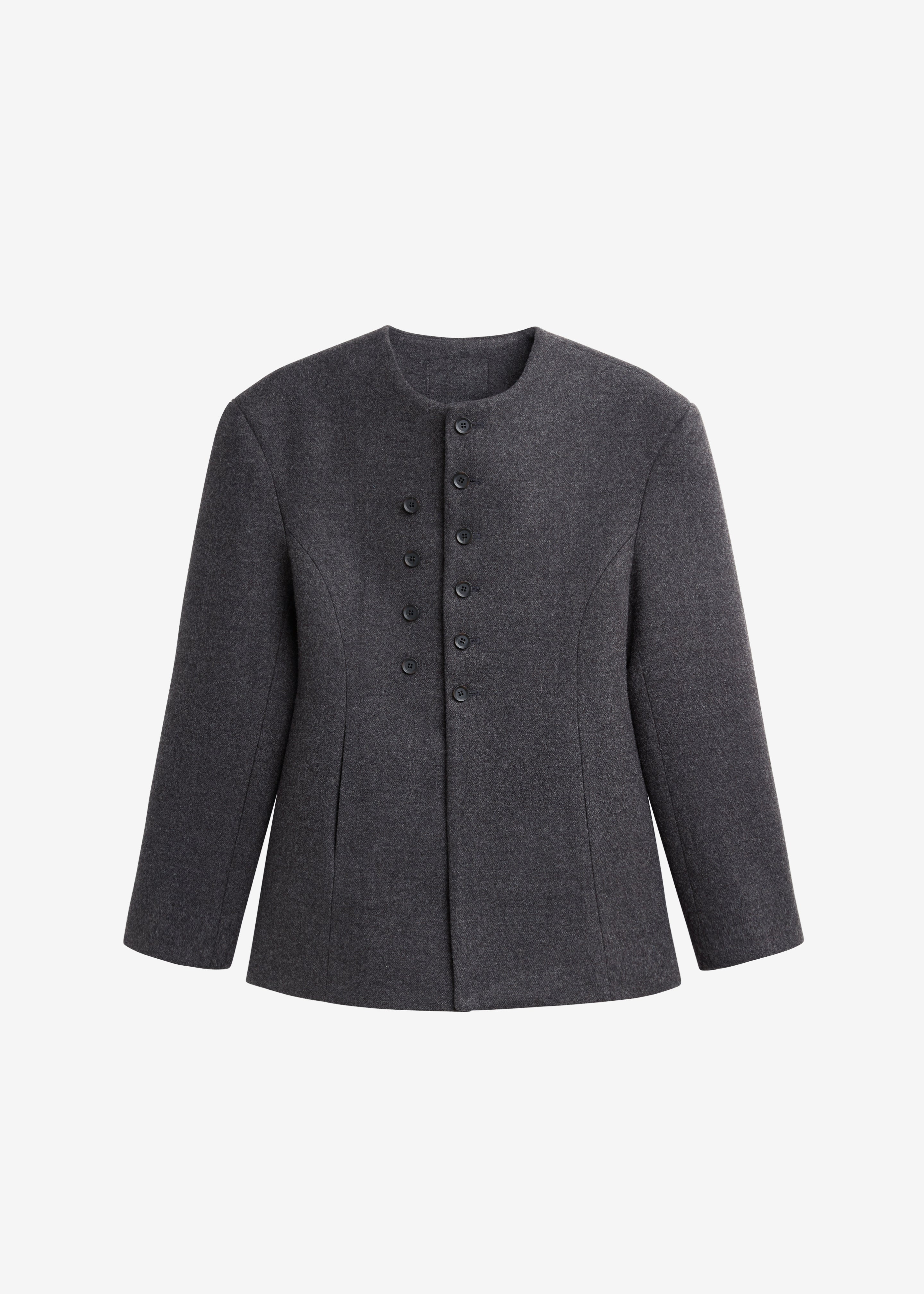 Helga Collarless Tailored Blazer - Dark Grey - 11