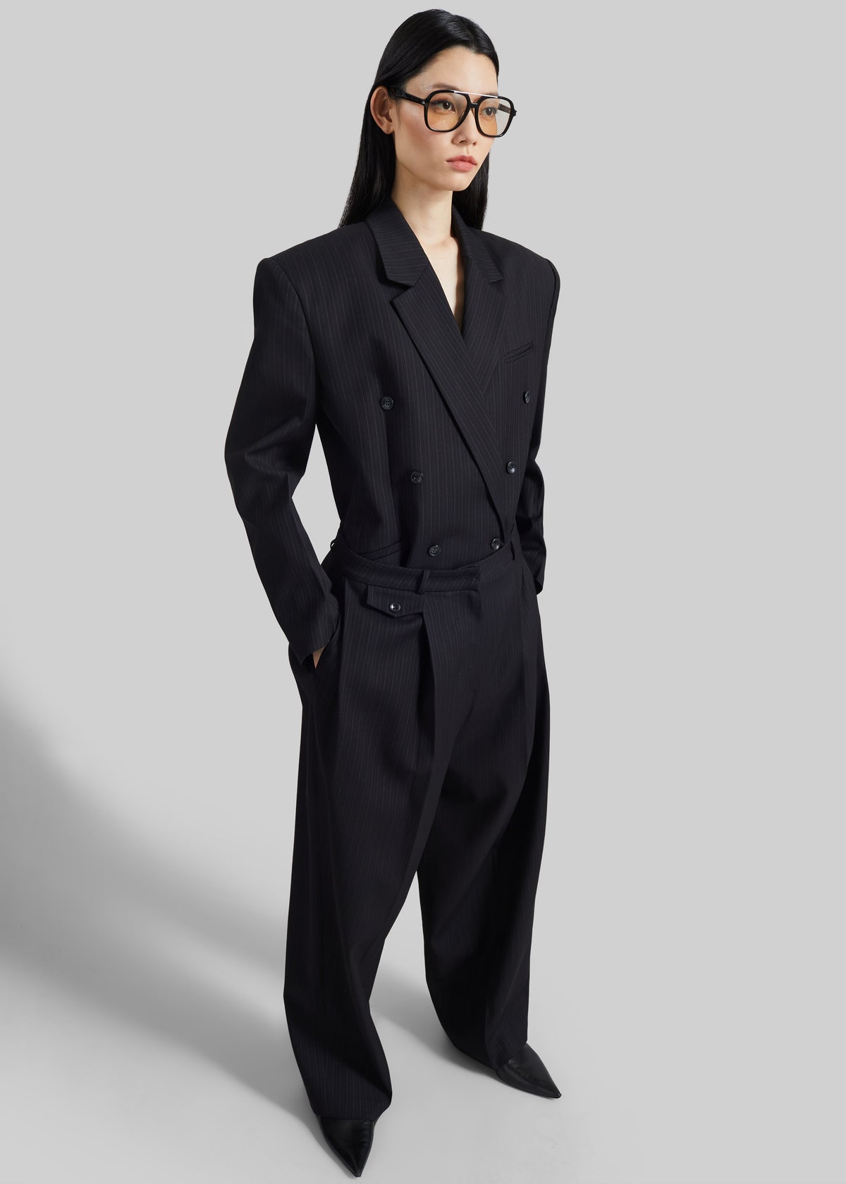Helmond Double-Breasted Blazer - Black Multi Stripe - 6