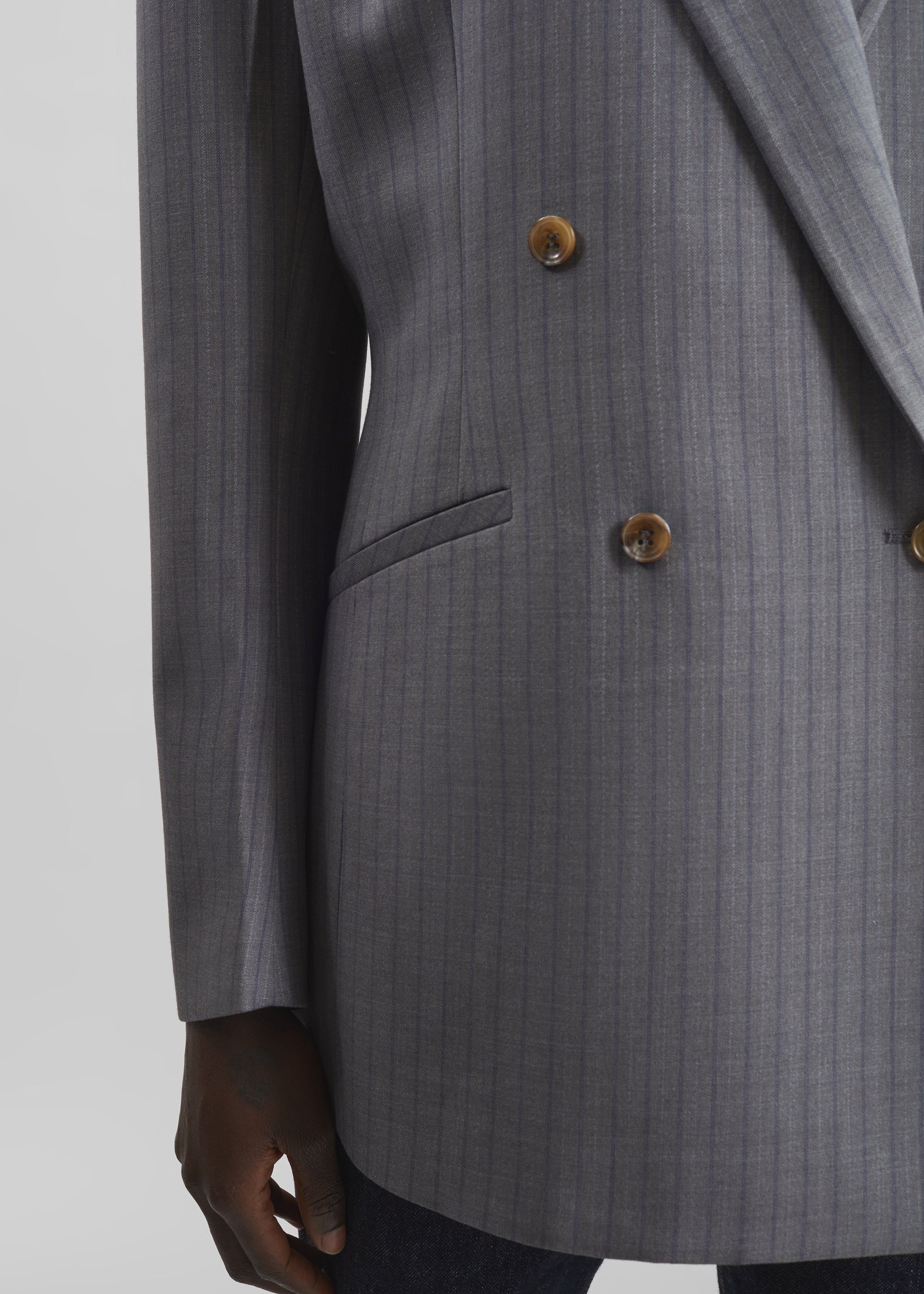 Helmond Double-Breasted Blazer - Grey Multi Stripe – The Frankie Shop