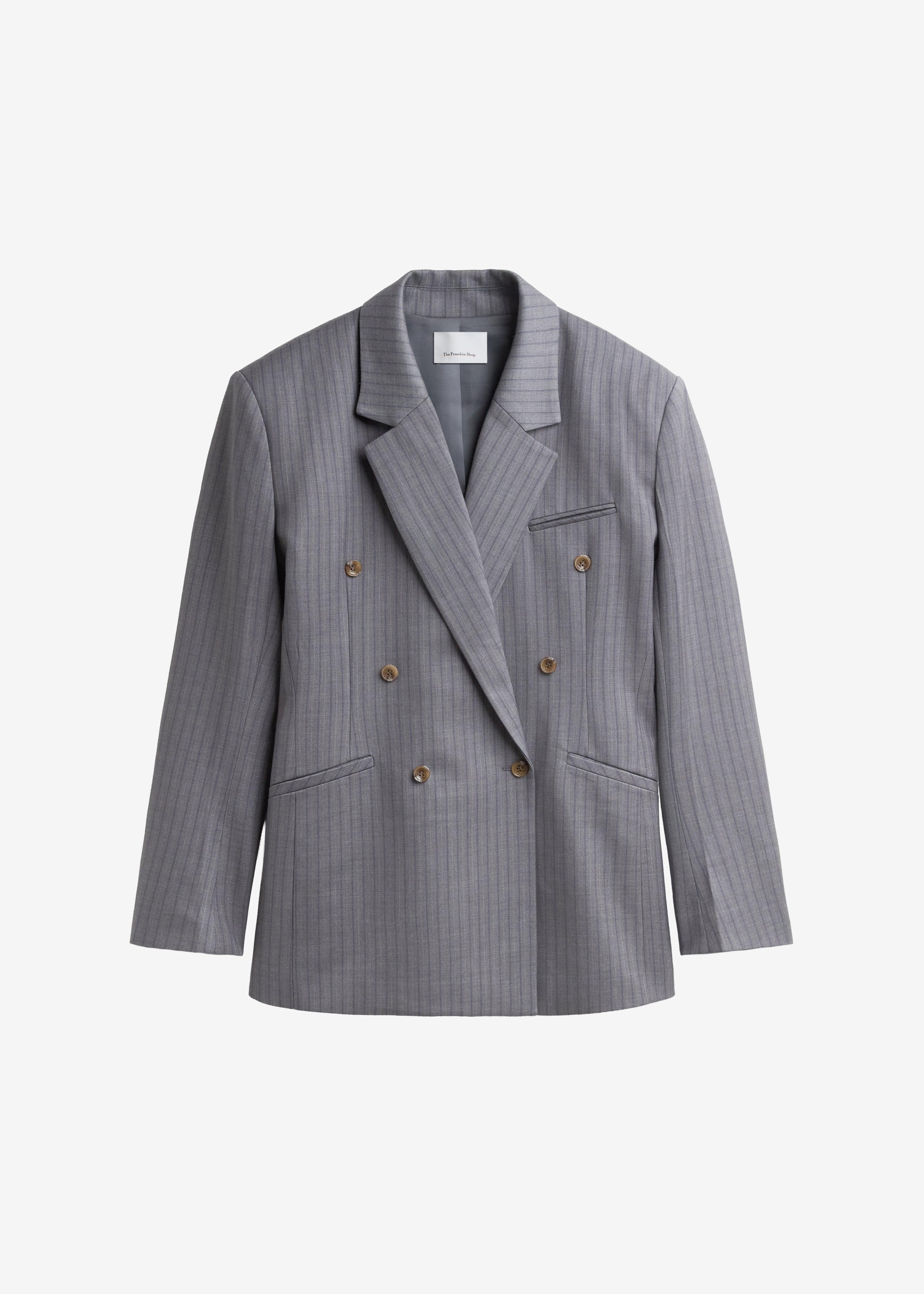 Helmond Double-Breasted Blazer - Grey Multi Stripe – The Frankie Shop