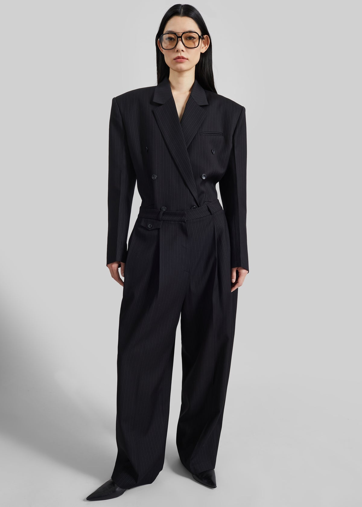 Helmond Pleated Trousers - Black Multi Stripe - 5