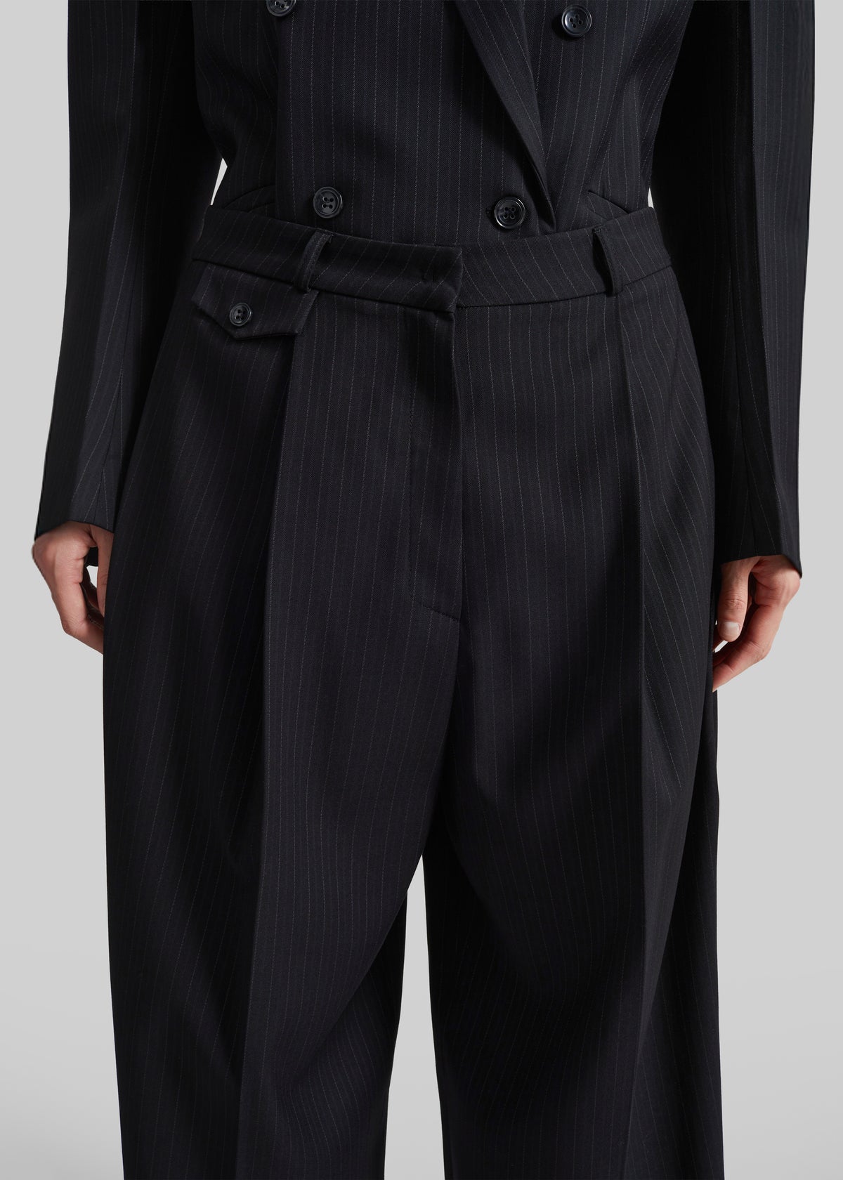 Helmond Pleated Trousers - Black Multi Stripe - 4