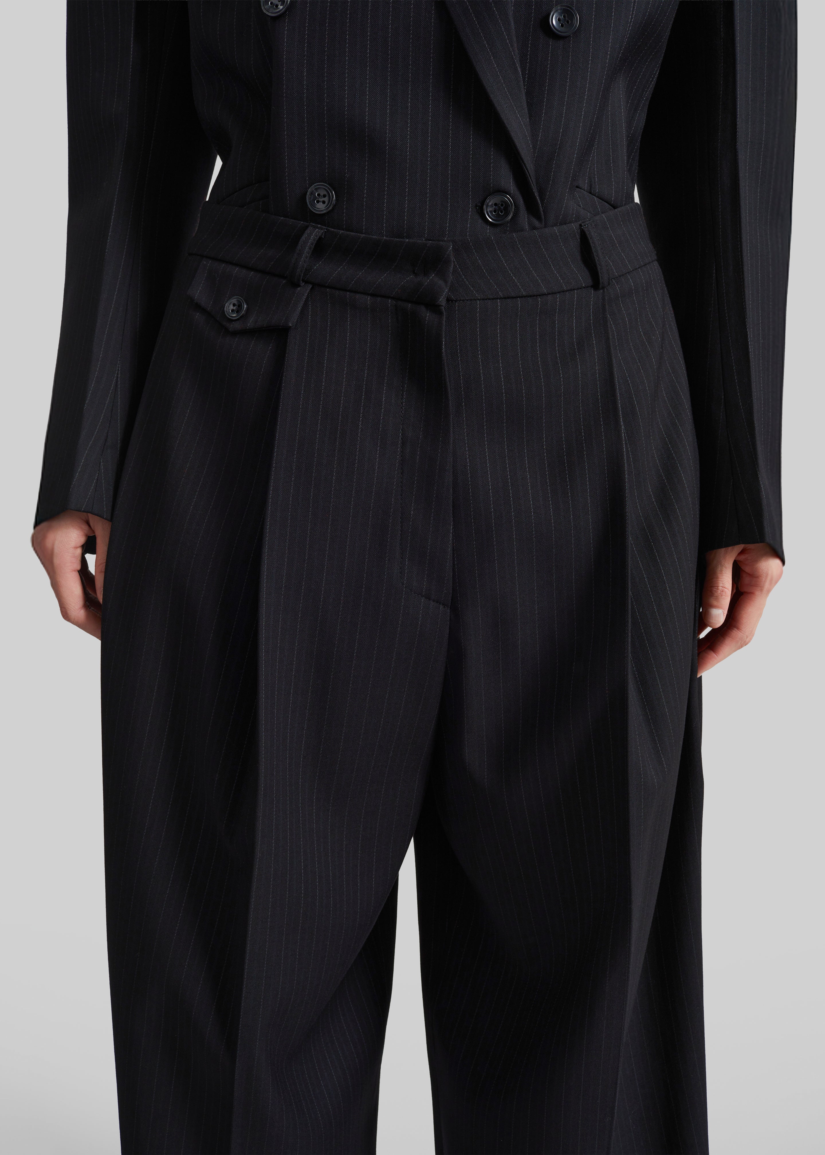 Helmond Pleated Trousers - Black Multi Stripe - 4