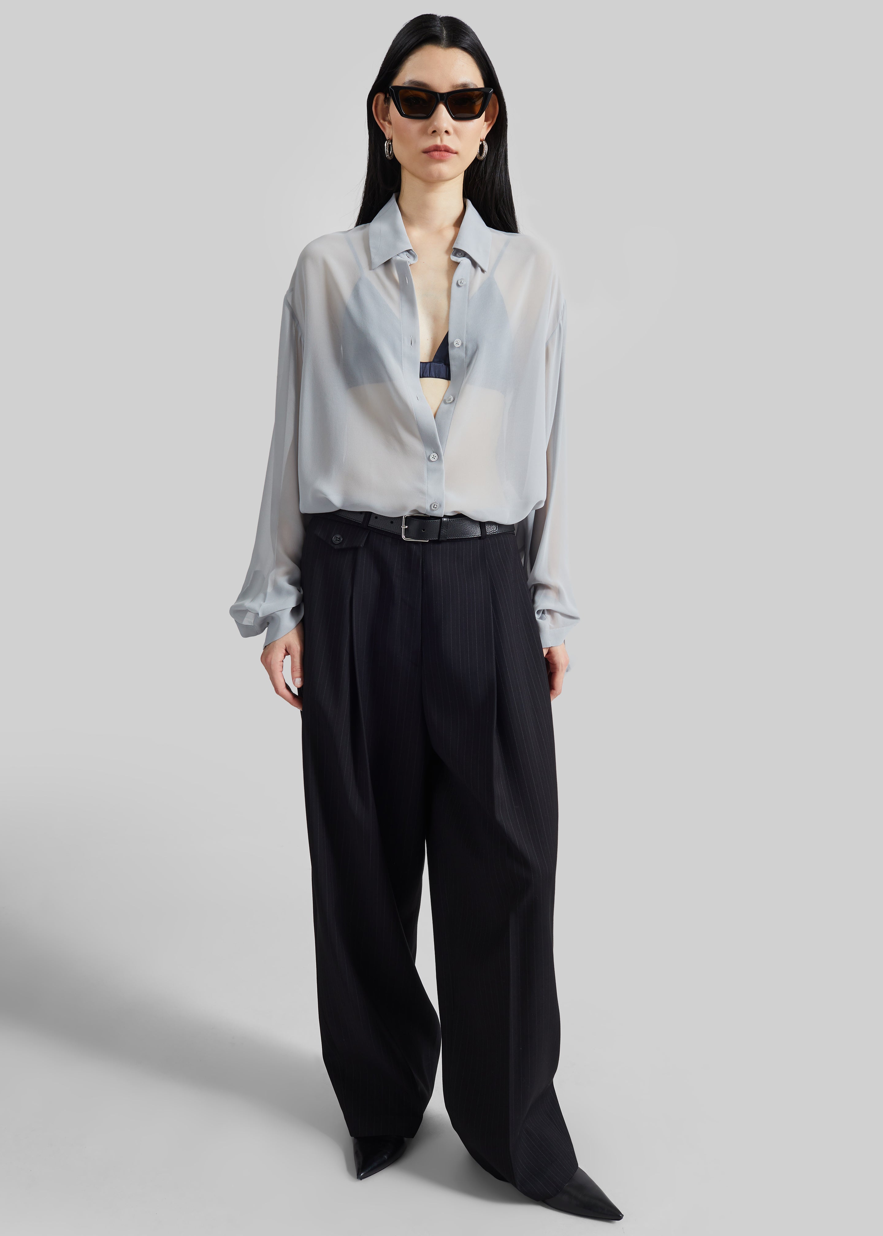Helmond Pleated Trousers - Black Multi Stripe - 7