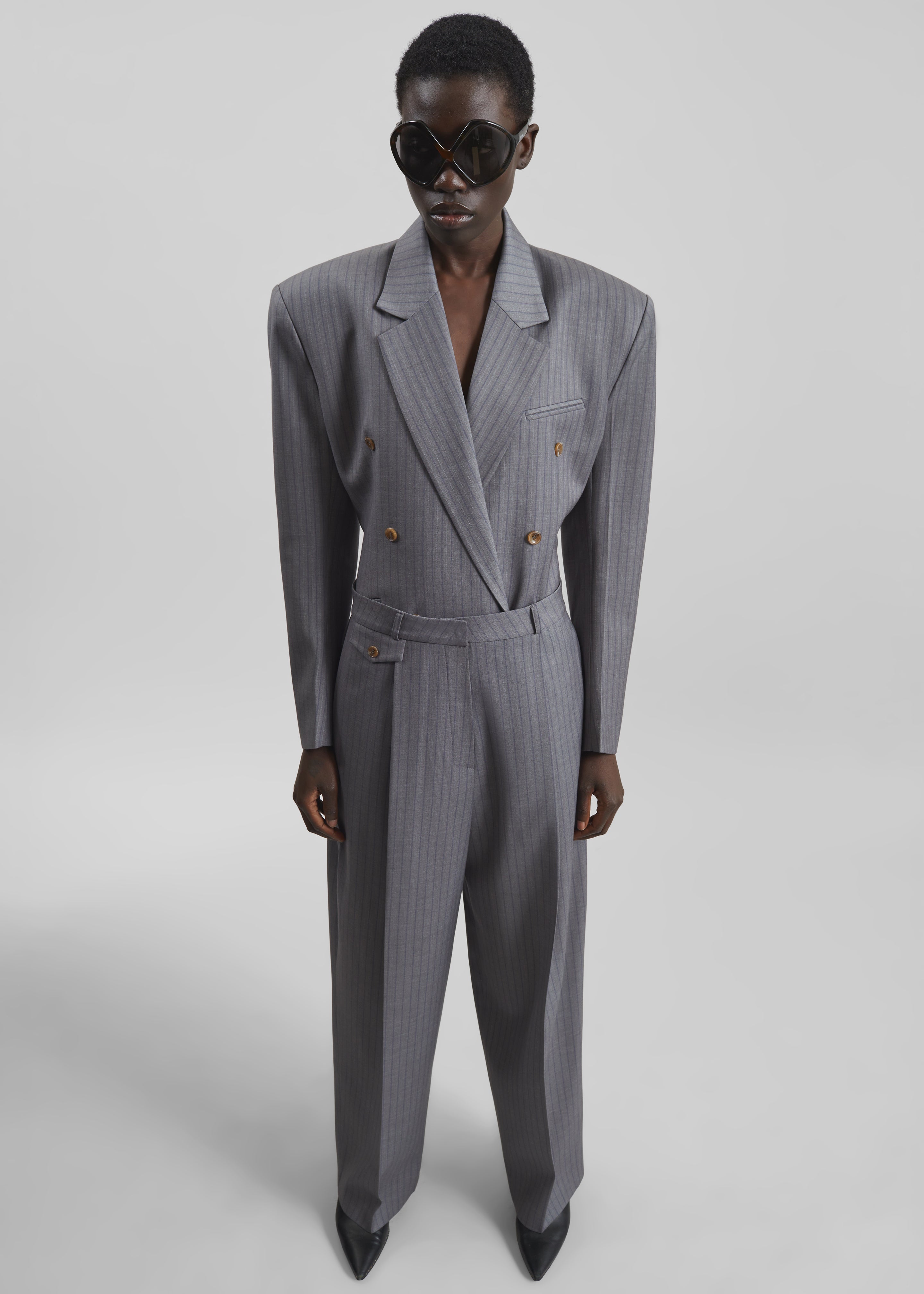 Helmond Pleated Trousers - Grey Multi Stripe – The Frankie Shop