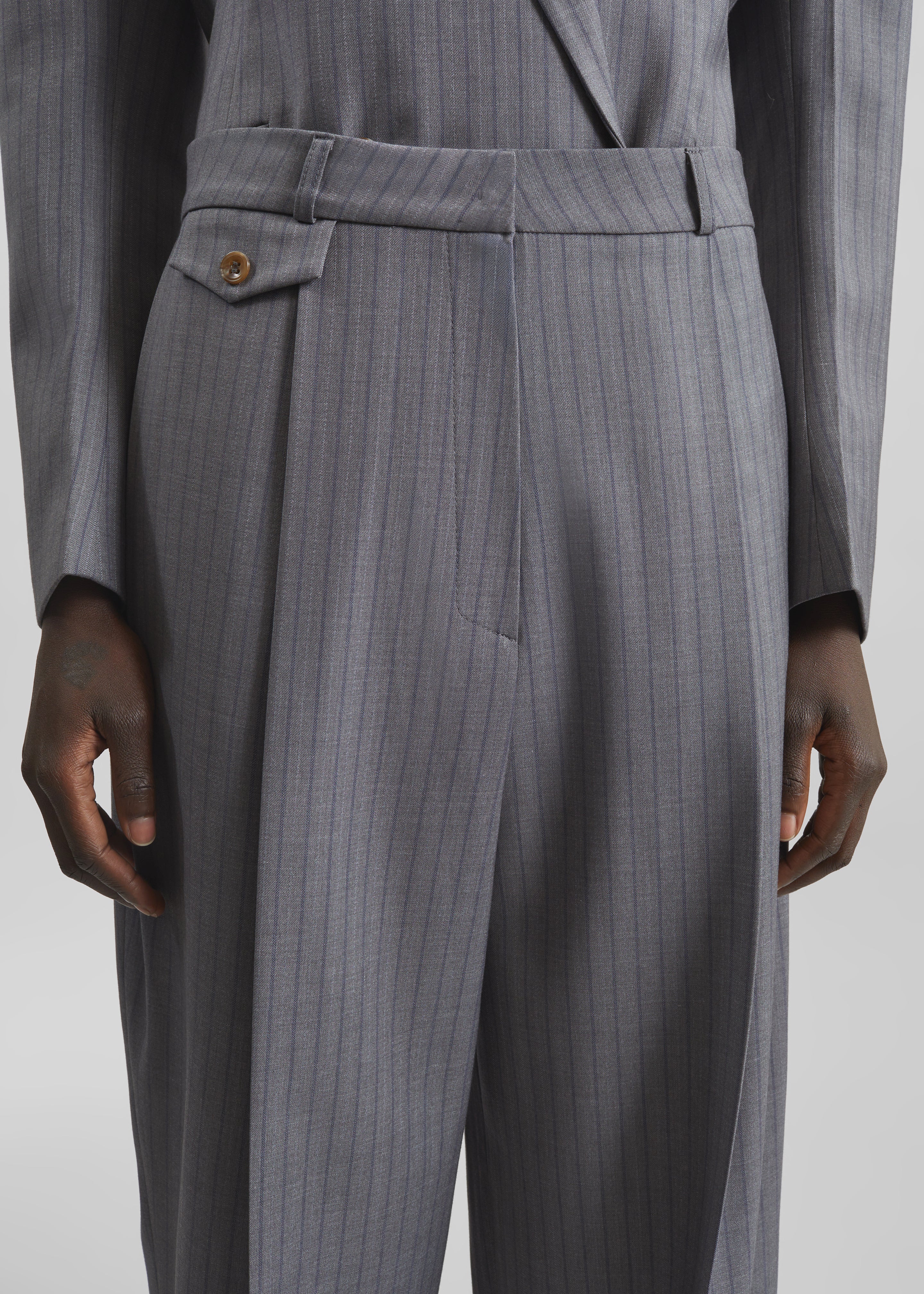 Helmond Pleated Trousers - Grey Multi Stripe – The Frankie Shop