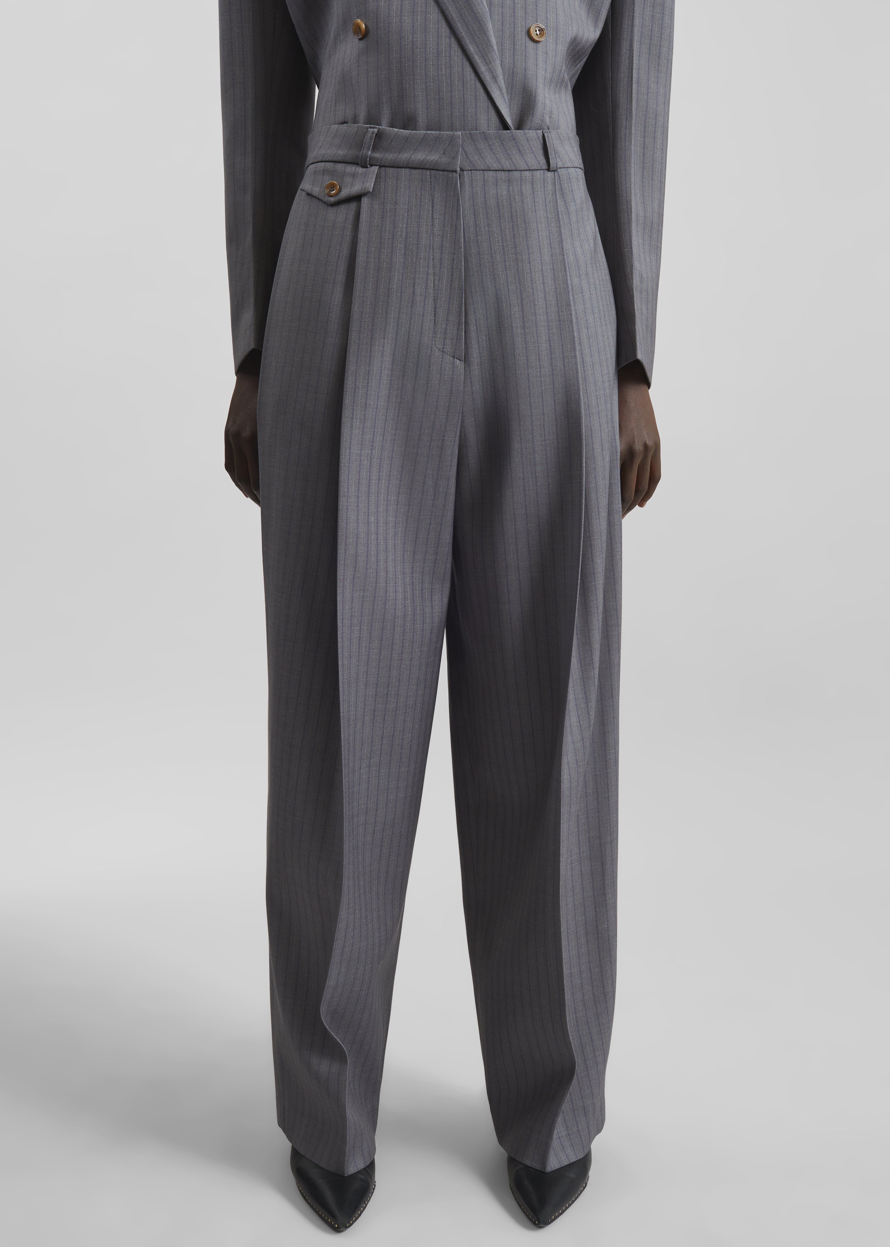 Helmond Pleated Trousers - Grey Multi Stripe – The Frankie Shop