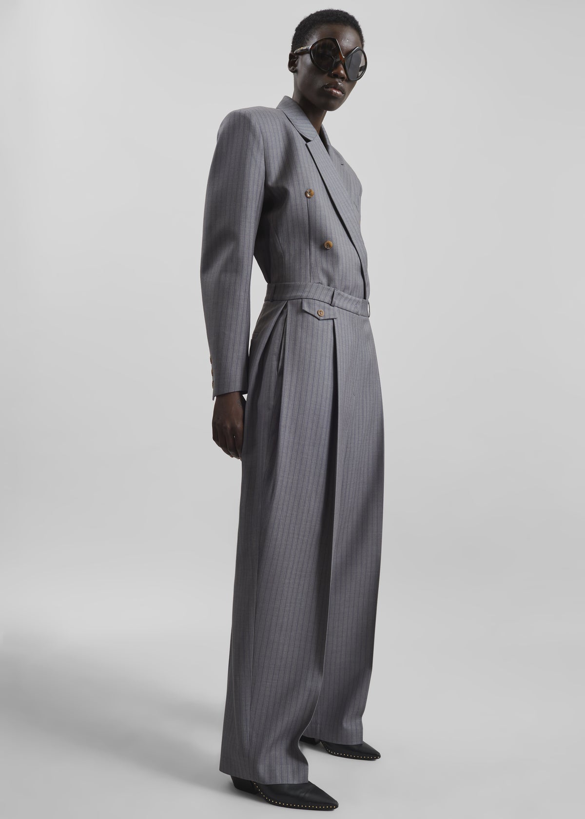 Helmond Pleated Trousers - Grey Multi Stripe - 4