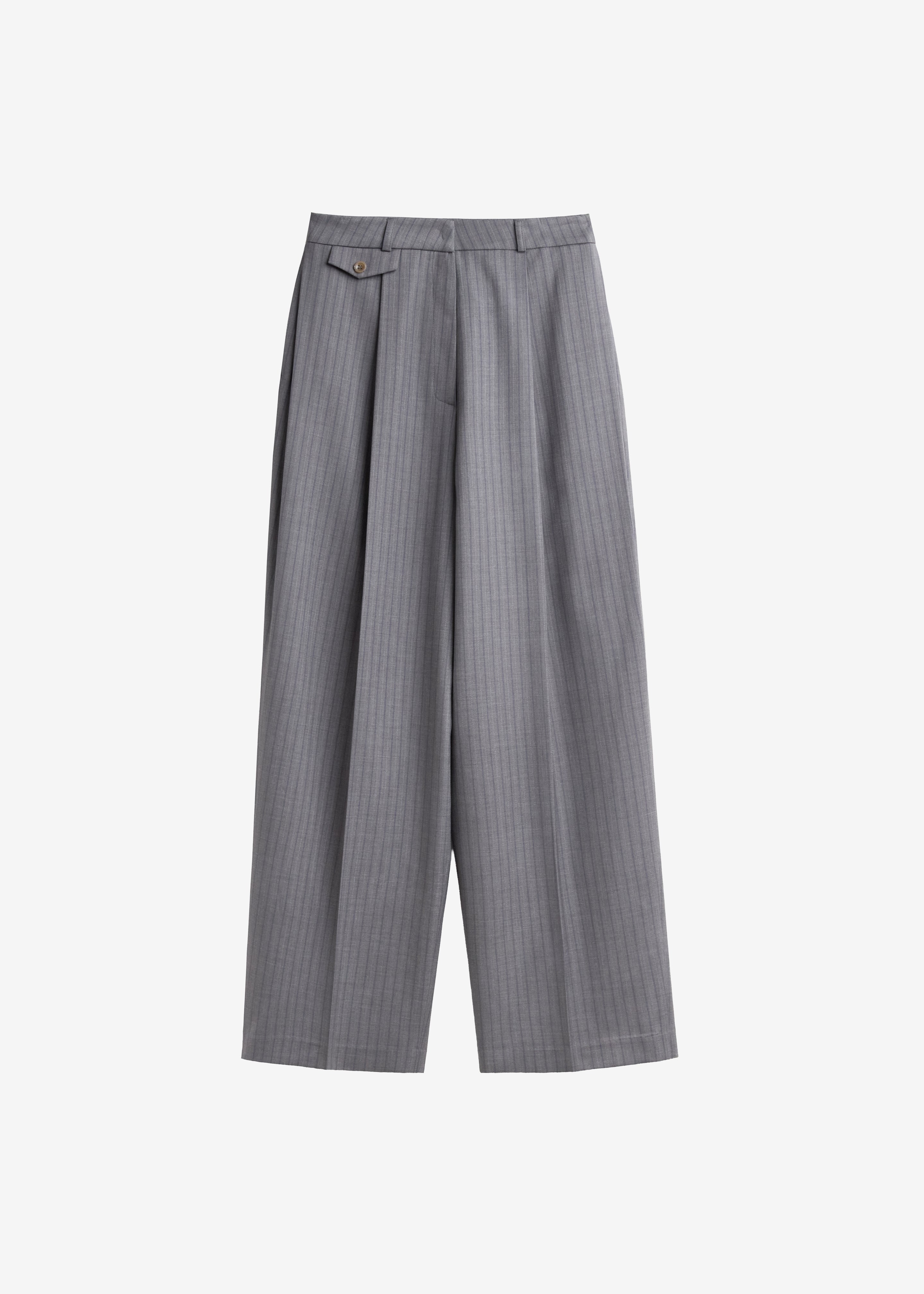 Helmond Pleated Trousers - Grey Multi Stripe - 8