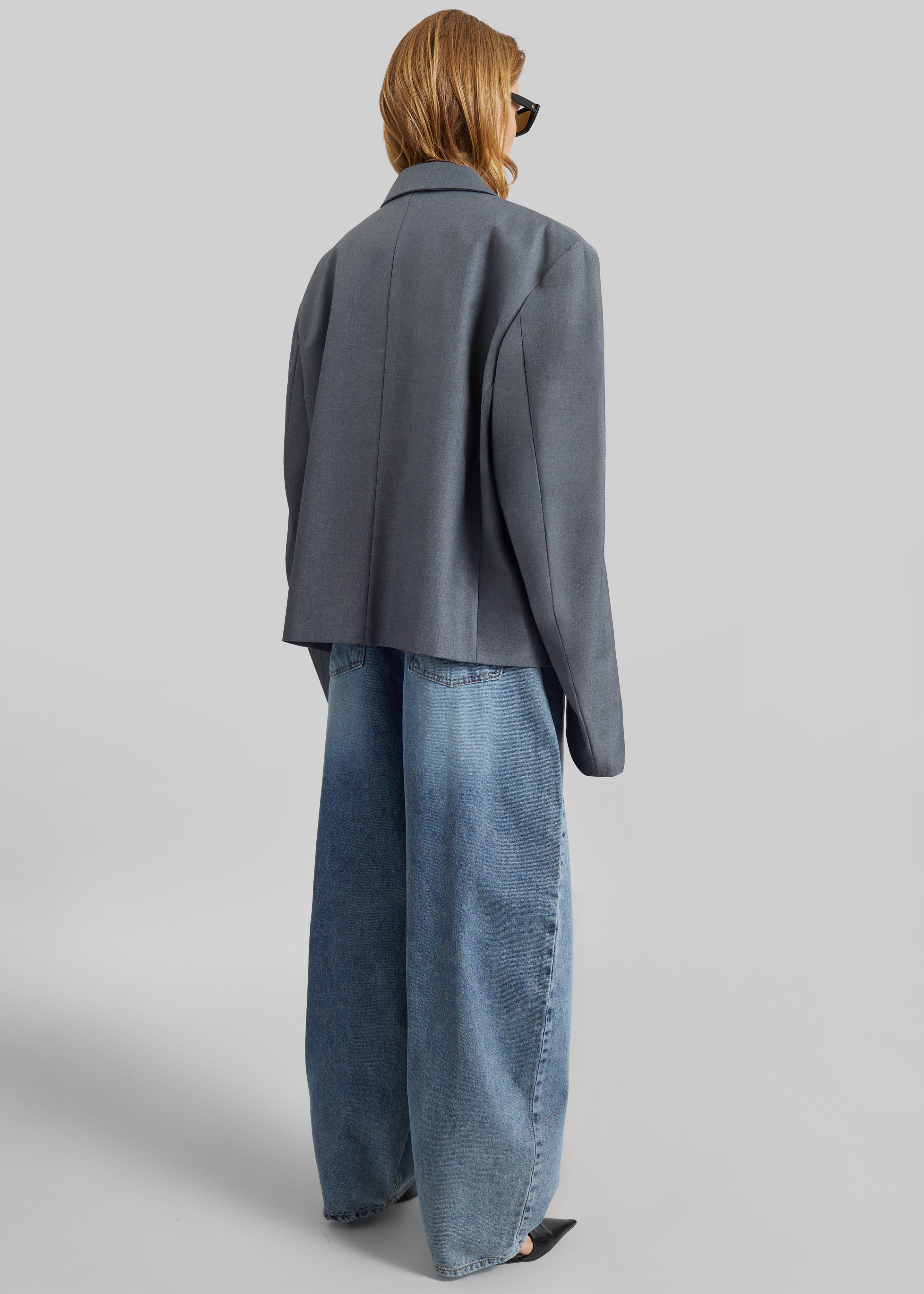 Helna Boxy Cropped Blazer - Grey - 7
