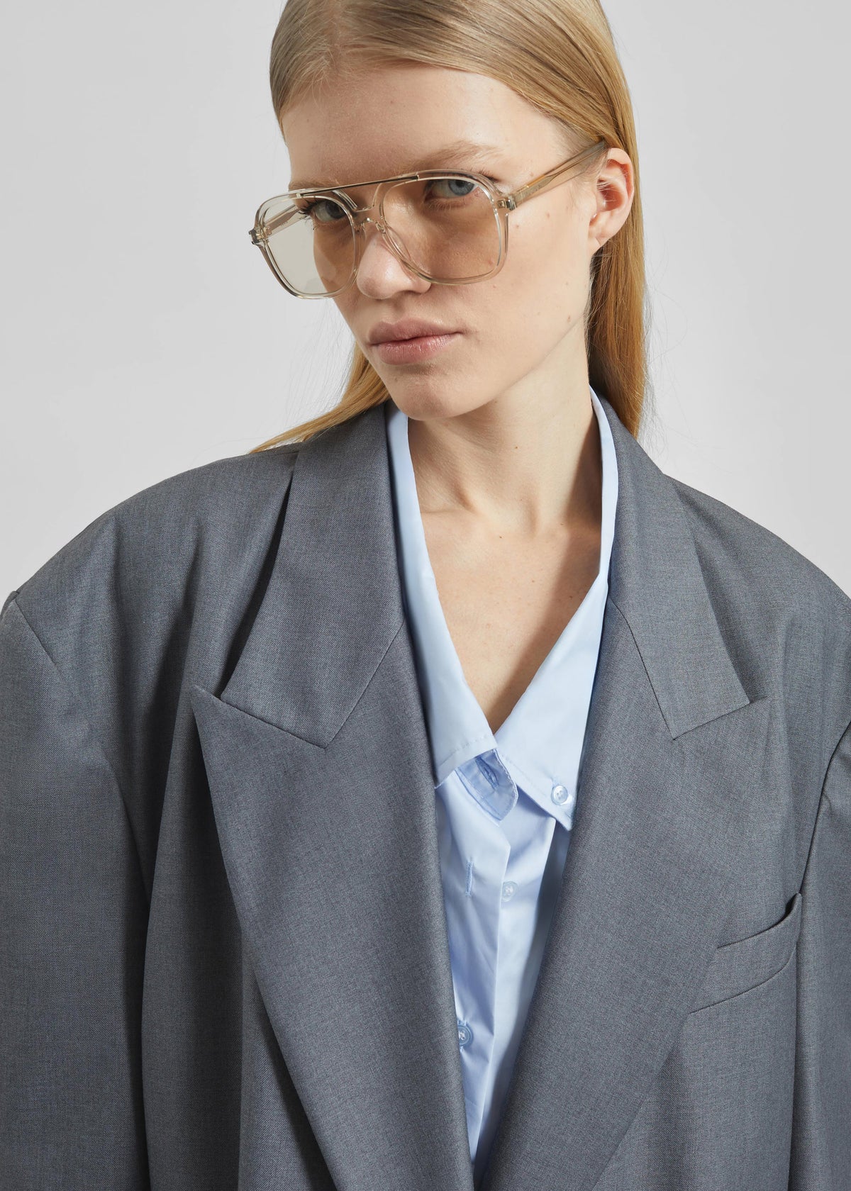 Helna Boxy Cropped Blazer - Grey - 6