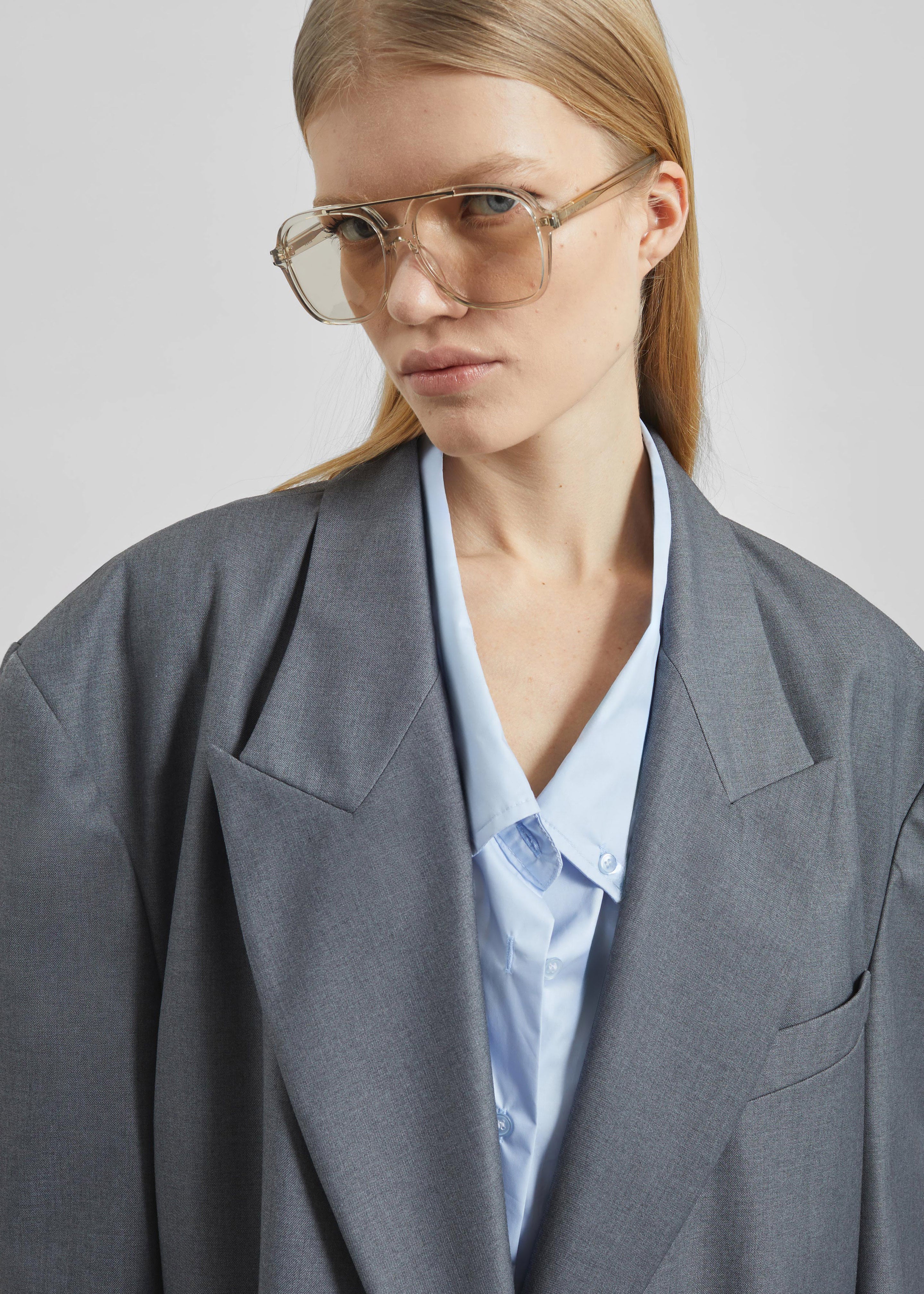 Helna Boxy Cropped Blazer - Grey - 6