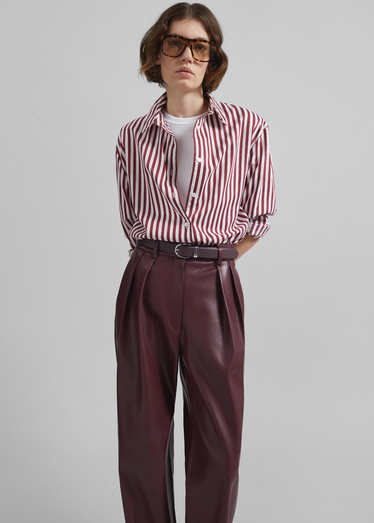 Helsinki Faux Leather Pants - Burgundy The Frankie Shop Helsinki Faux Leather Pants - Burgundy The Frankie Shop