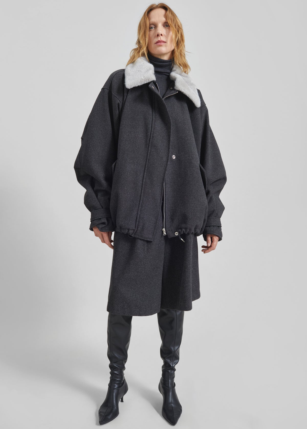 Hemavan Faux Fur Lined Jacket - Dark Grey - 6