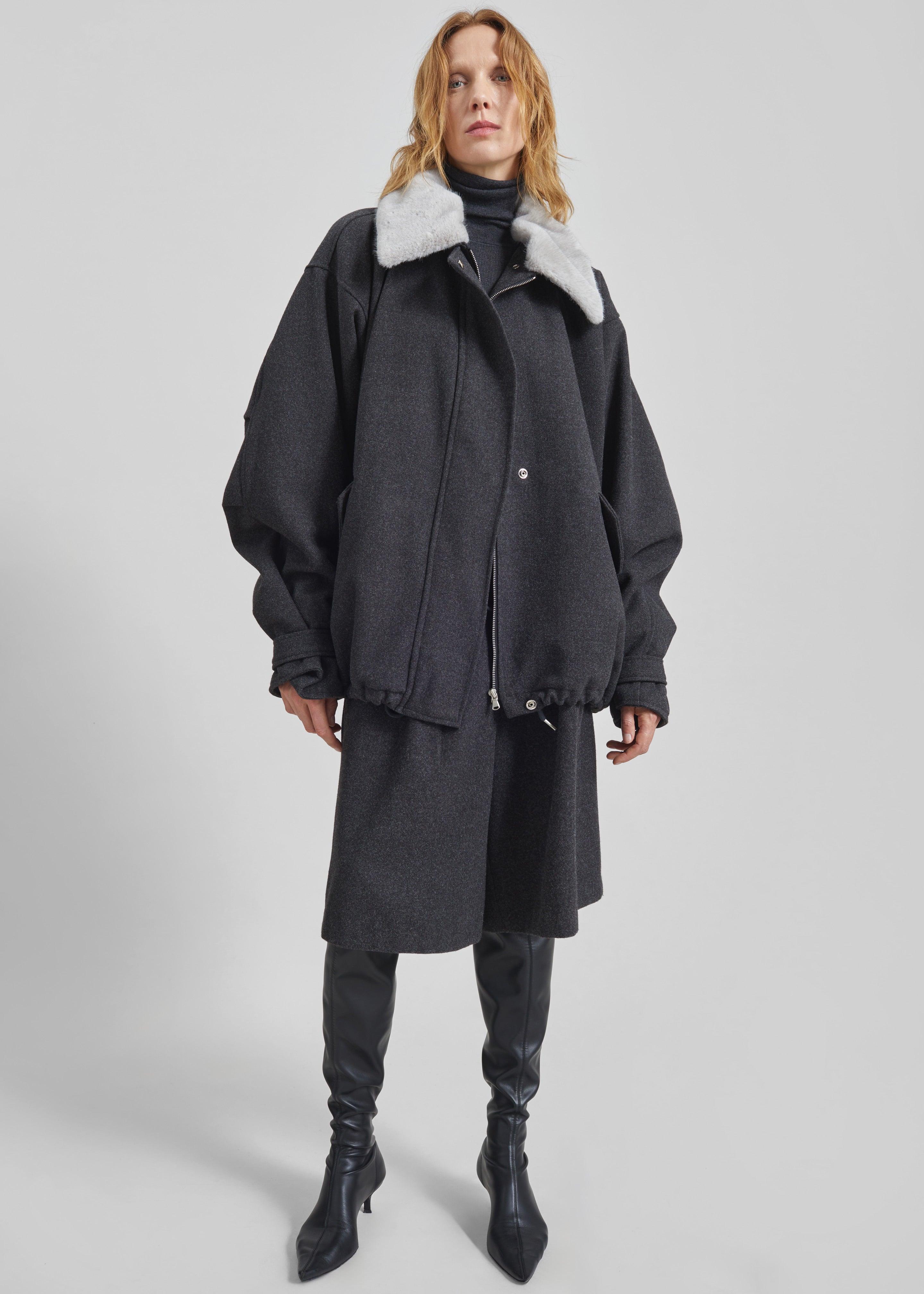 Hemavan Faux Fur Lined Jacket - Dark Grey - 6