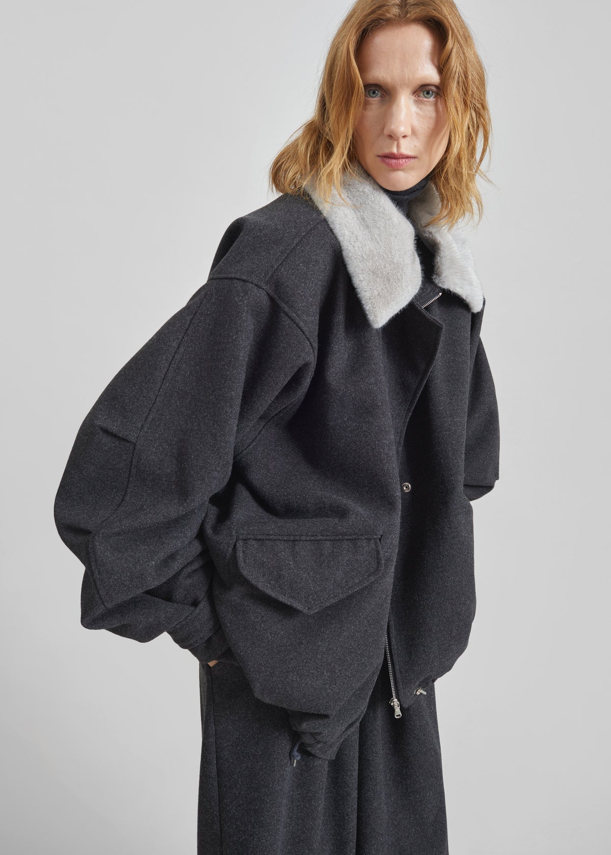 Hemavan Faux Fur Lined Jacket - Dark Grey - 8