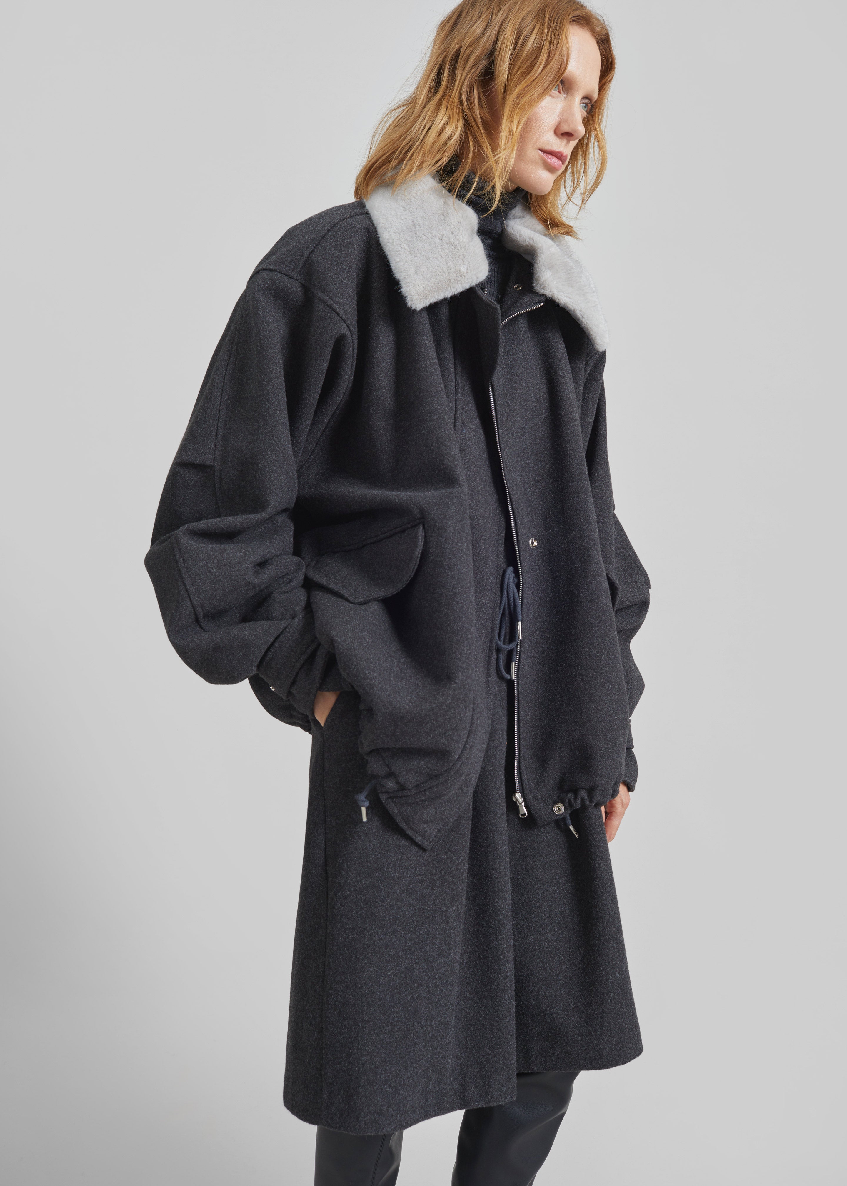 Hemavan Faux Fur Lined Jacket - Dark Grey - 7