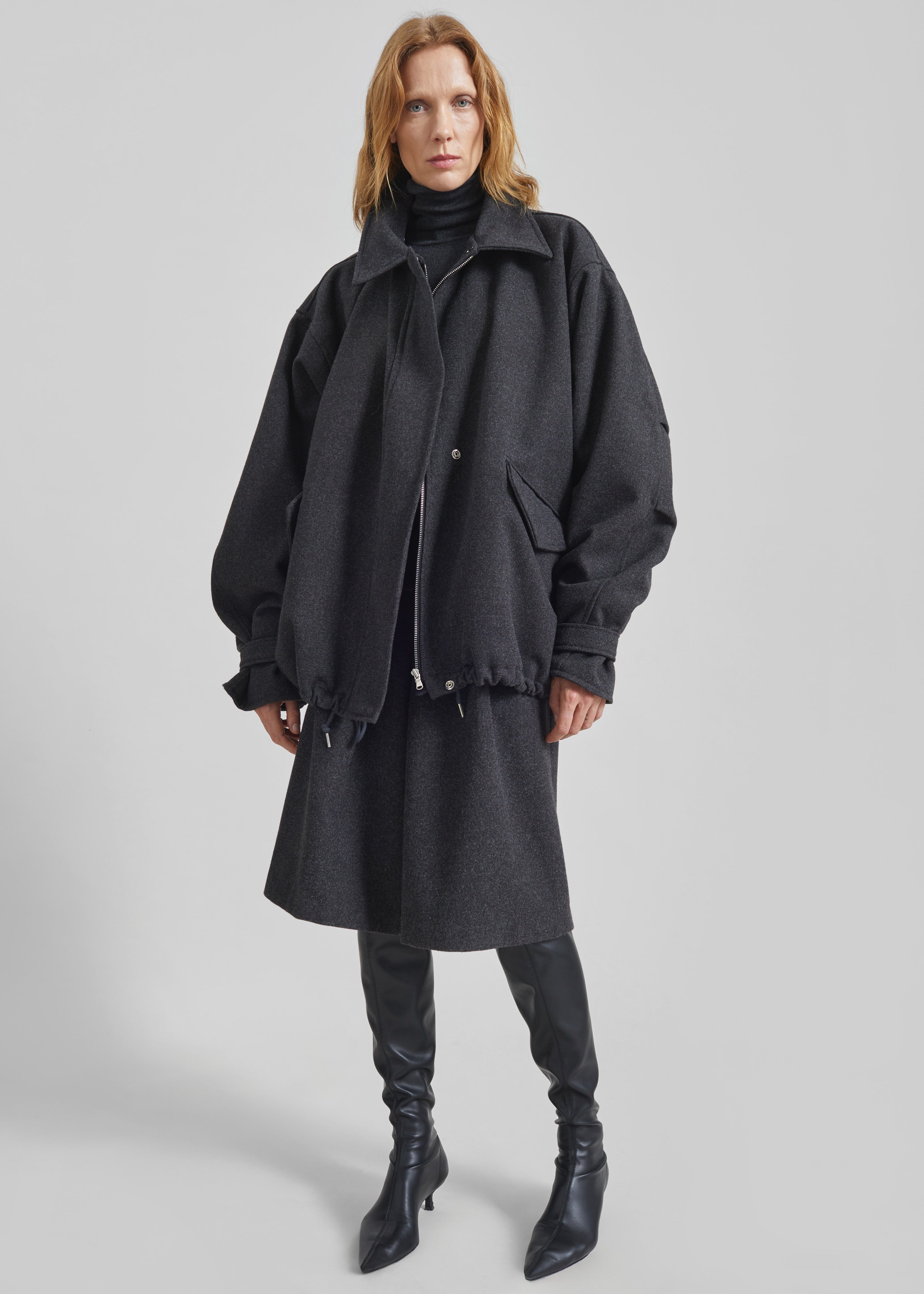 Hemavan Faux Fur Lined Jacket - Dark Grey - 4