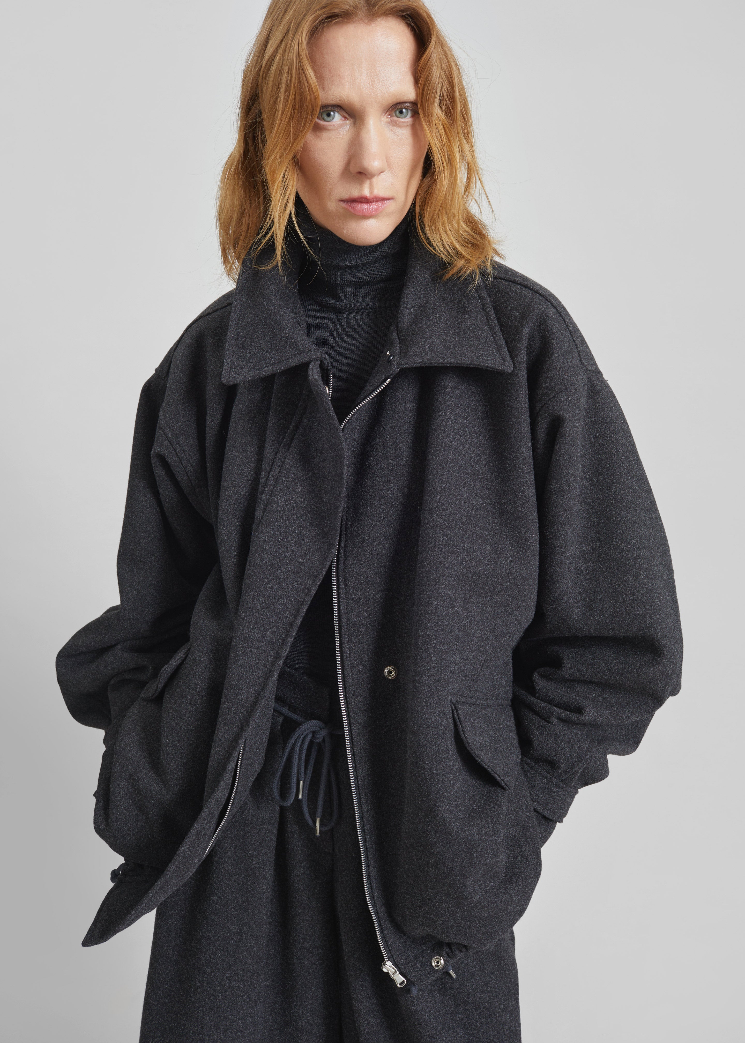 Hemavan Faux Fur Lined Jacket - Dark Grey - 2