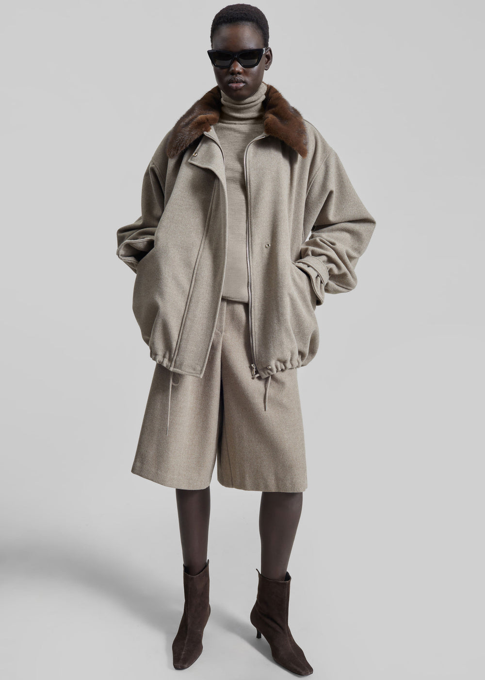 Hemavan Faux Fur Lined Jacket - Taupe