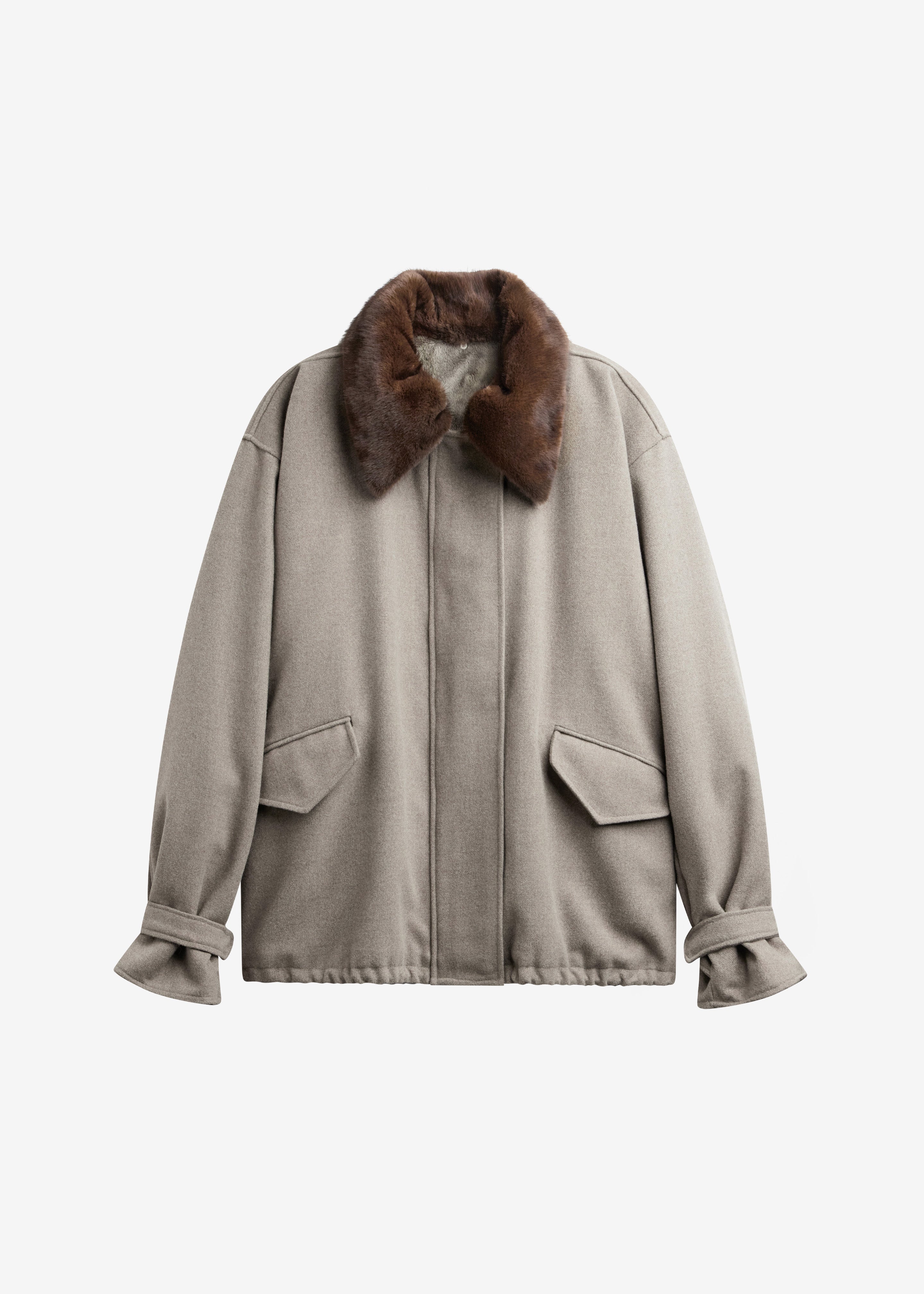 Hemavan Faux Fur Lined Jacket - Taupe - 9