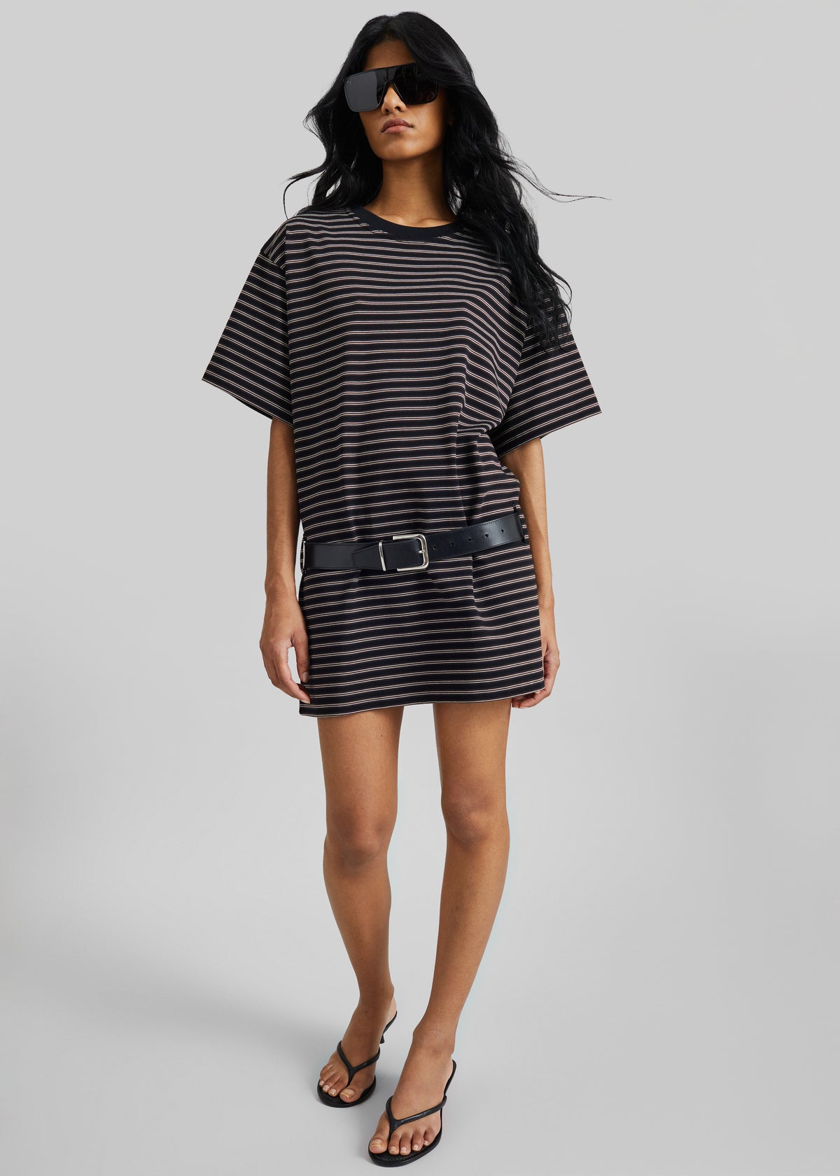 Hemse T-Shirt Dress - Black Multi Stripe - 1