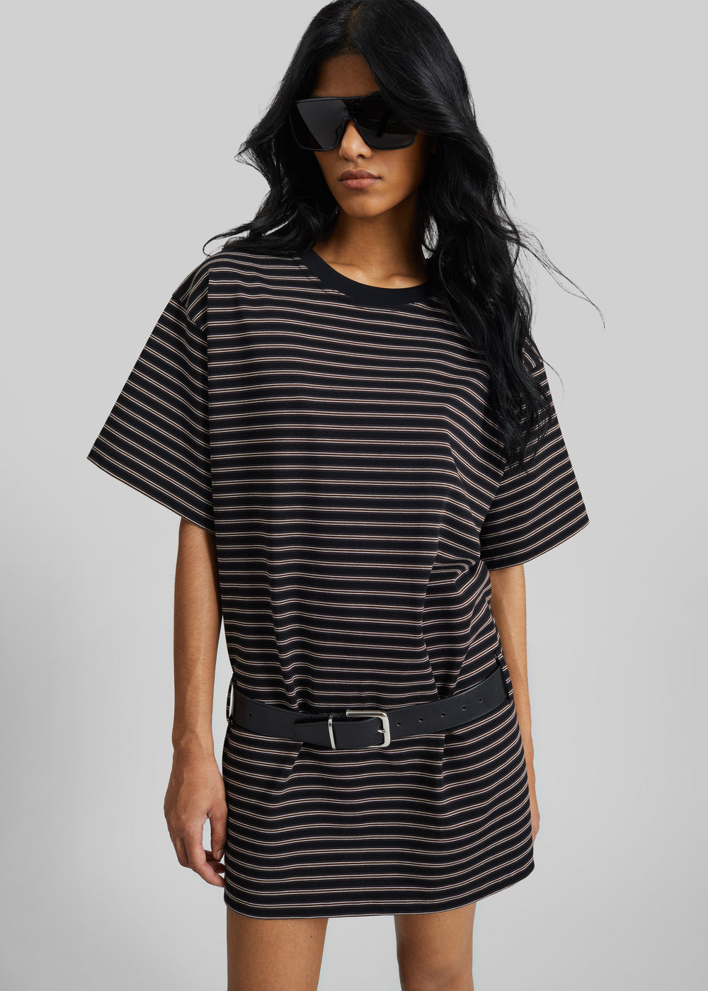 Hemse T-Shirt Dress - Black Multi Stripe - 1