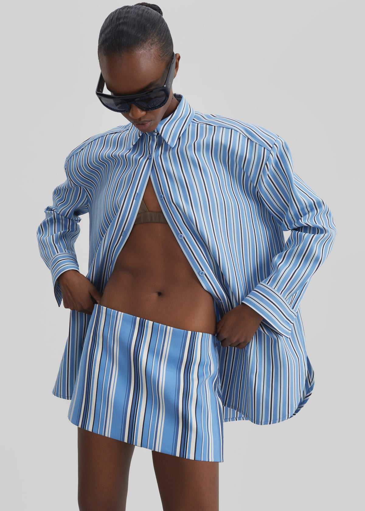Hera Mini Skirt - Blue Multi Stripe - 2