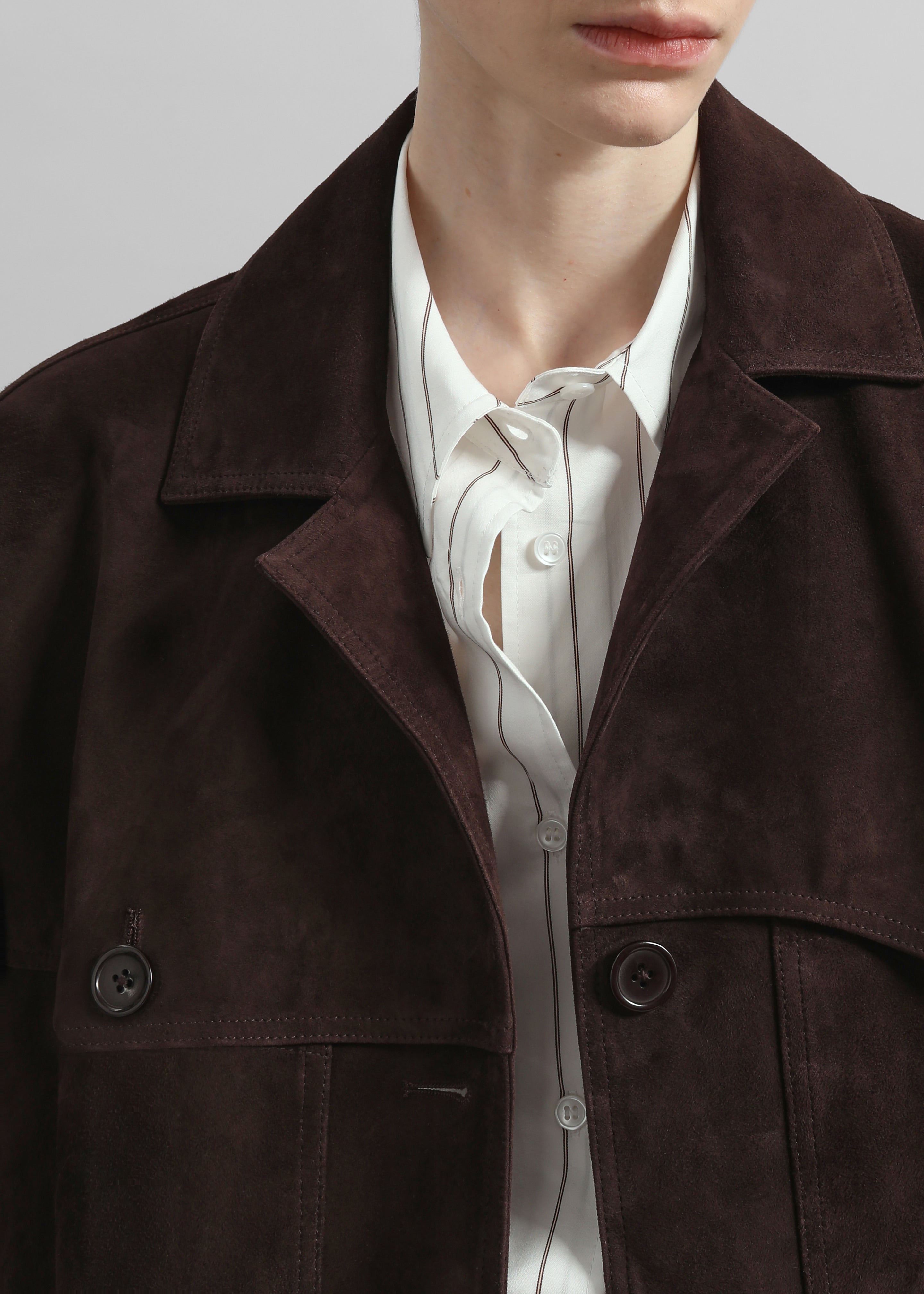 Hester Faux Suede Jacket - Brown - 4