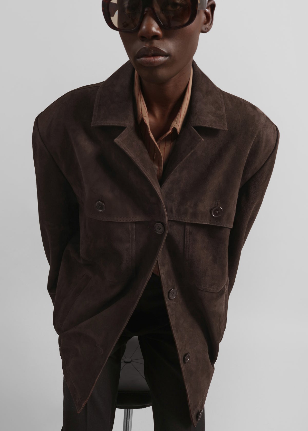 Hester Faux Suede Jacket - Brown - 2