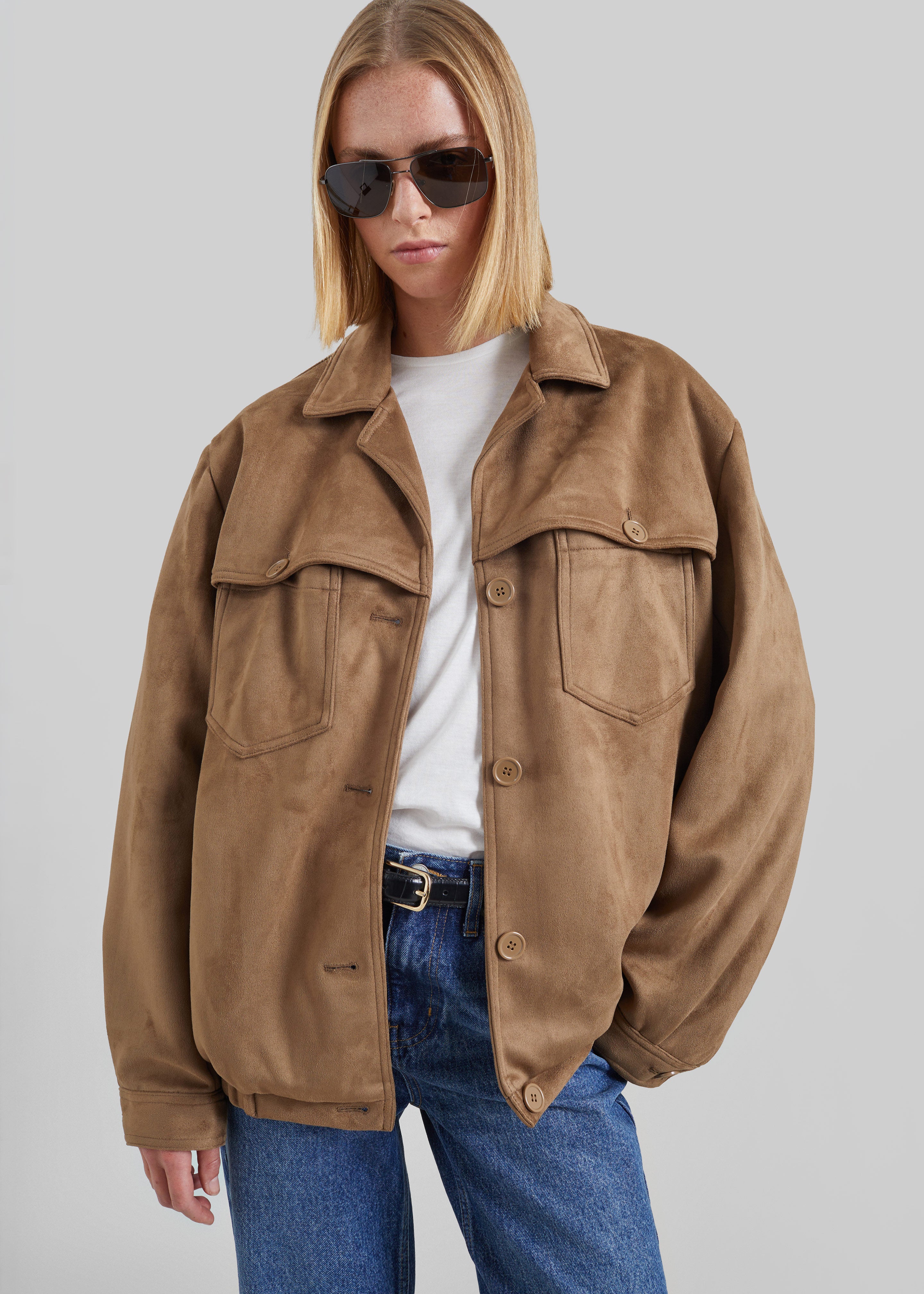 Hester Faux Suede Jacket - Camel - 4