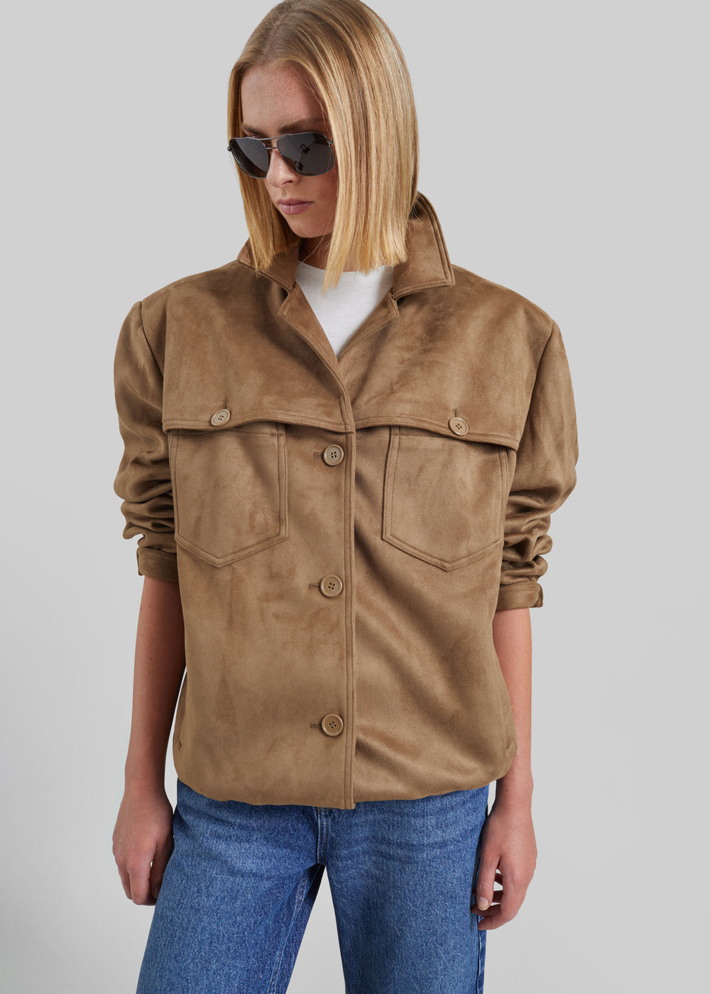 Hester Faux Suede Jacket - Camel