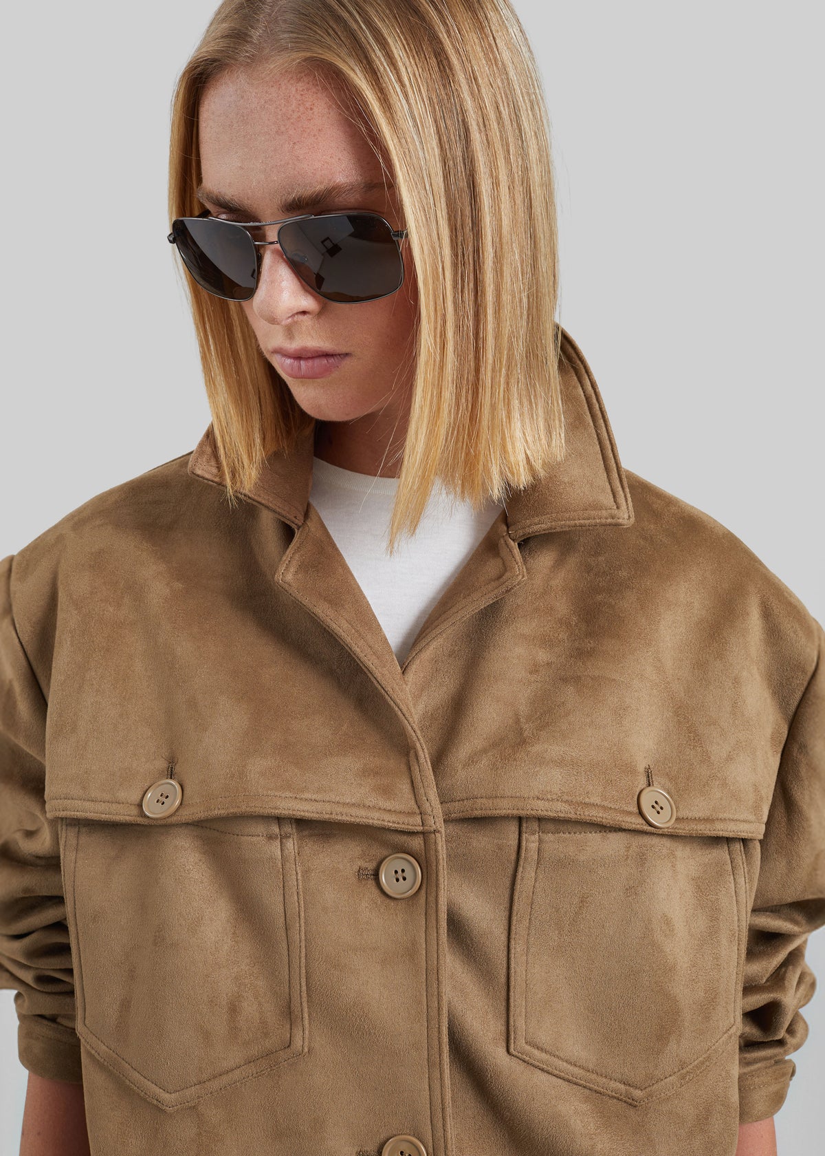 Hester Faux Suede Jacket - Camel - 8