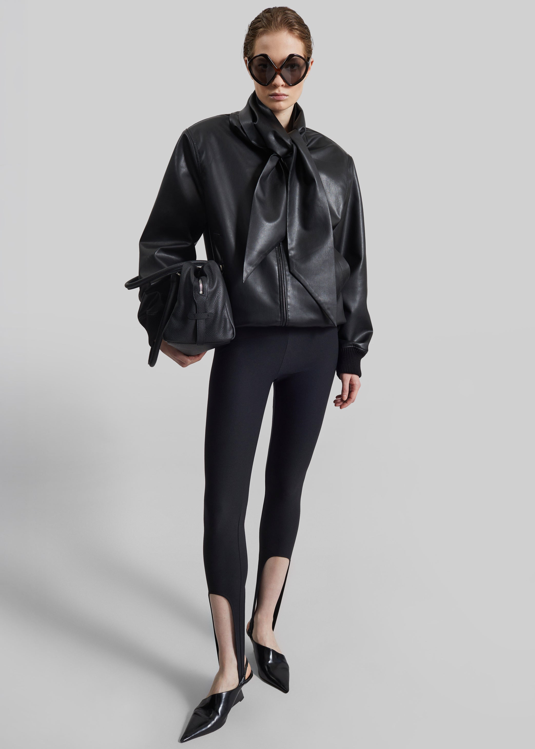 Shop the look image for Hirson Faux Leather Scarf Jacket - Black