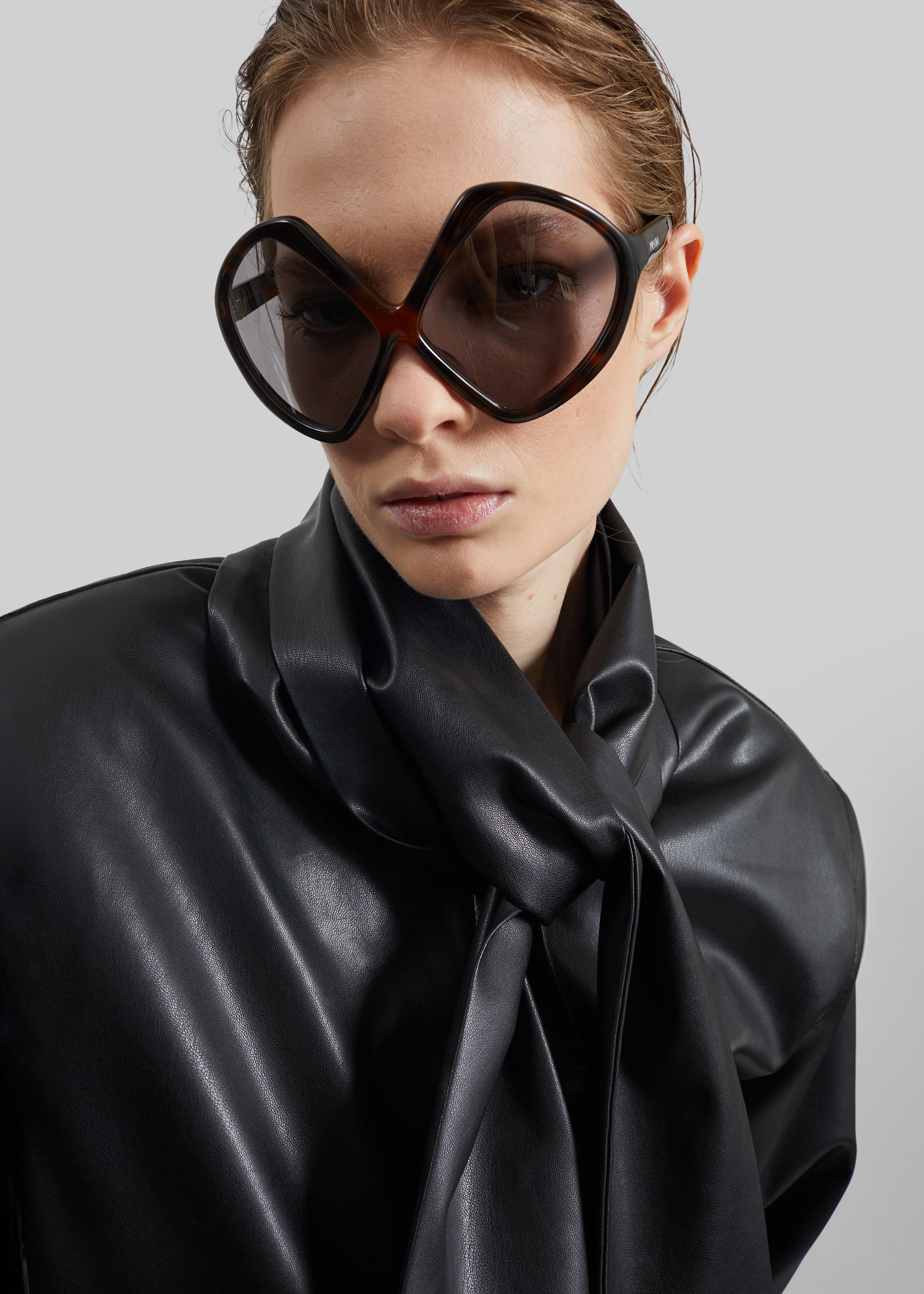 Hirson Faux Leather Scarf Jacket - Black - 2